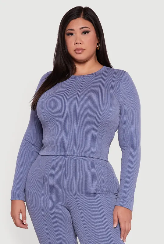 Plus Size Shadow Stripe Long Sleeve Top sold by Rainbow