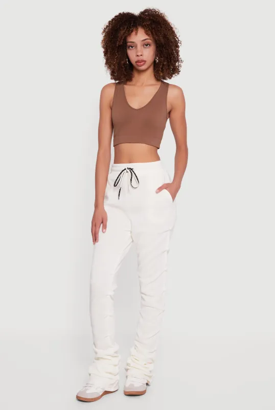 Double Drawstring Pleated Straight Leg Sweatpants sold by Rainbow