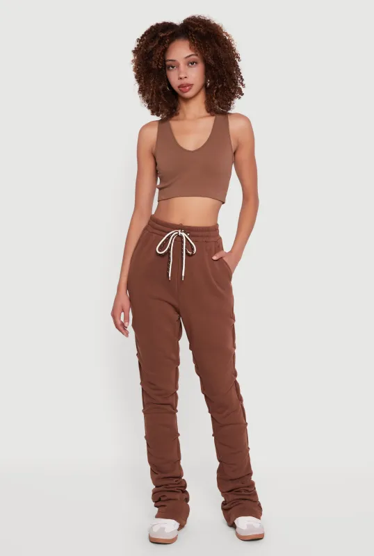 Double Drawstring Pleated Straight Leg Sweatpants sold by Rainbow
