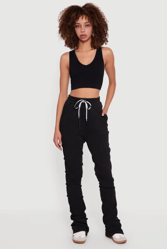 Double Drawstring Pleated Straight Leg Sweatpants sold by Rainbow