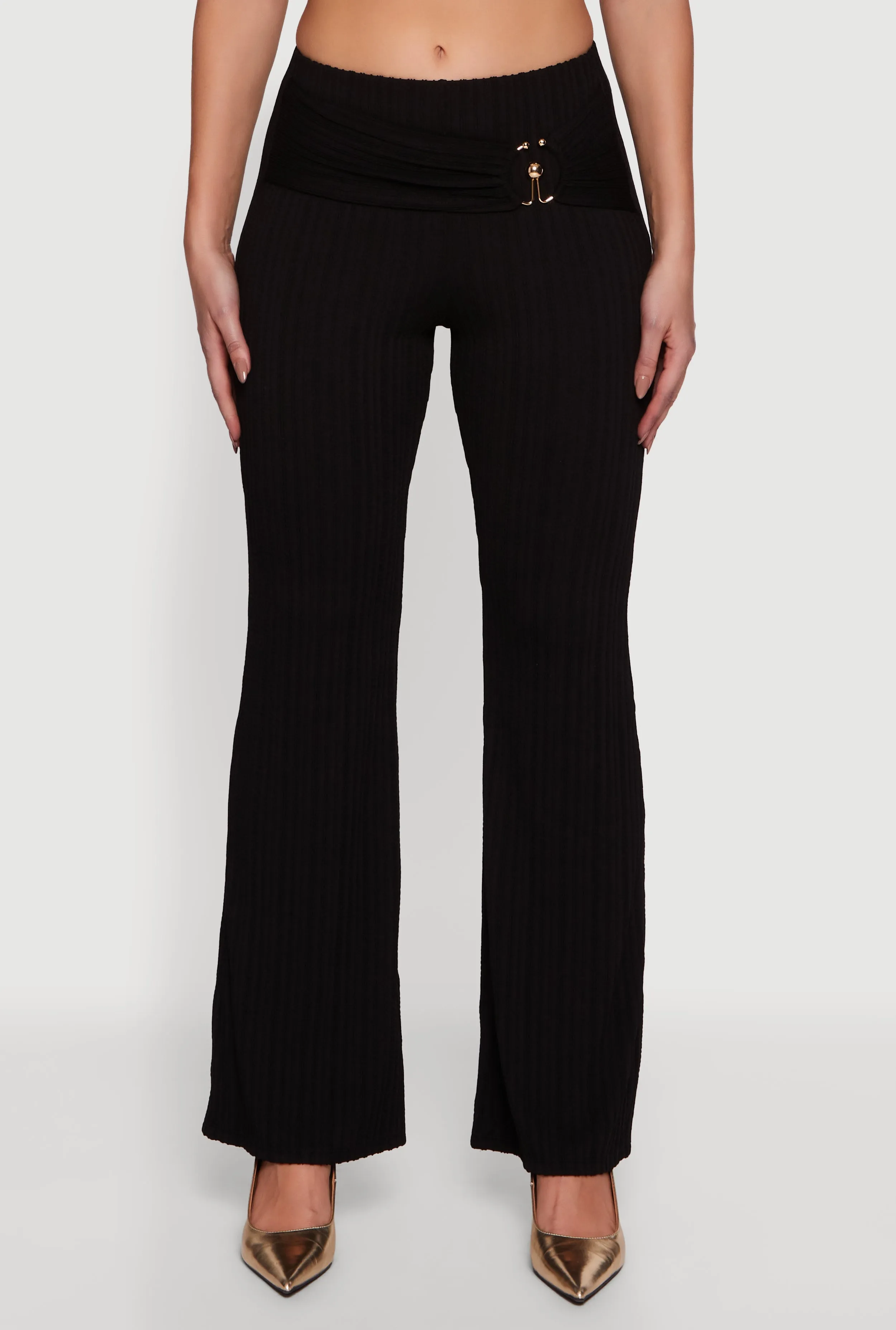 Metallic Detail Belted Front Flare Pants sold by Rainbow product image thumbnail 3