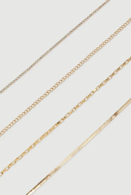 Assorted Snake Chain Anklets Set of 4 sold by Rainbow