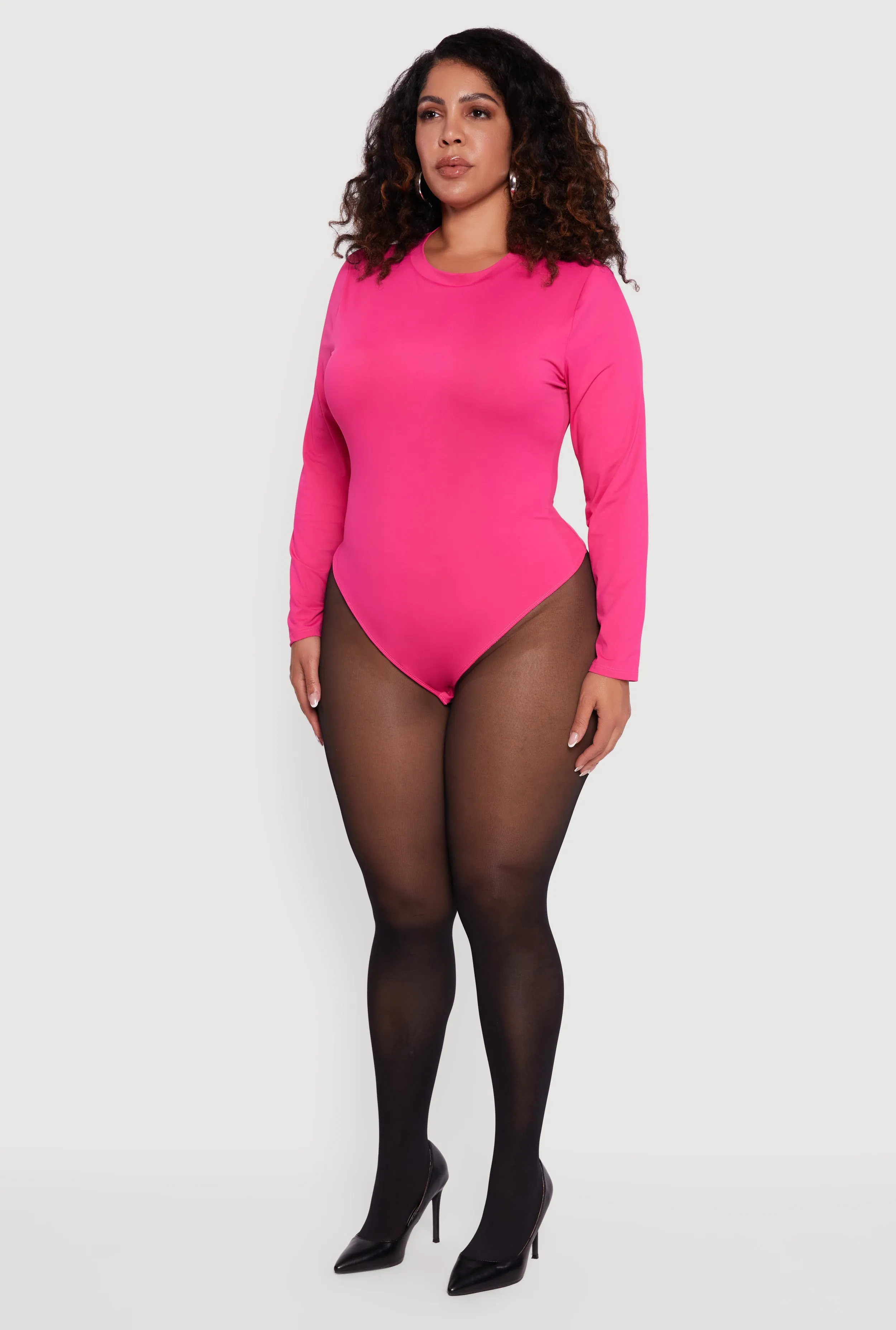Plus Size Double Layer Long Sleeve Crew Neck Bodysuit sold by Rainbow product image thumbnail 5
