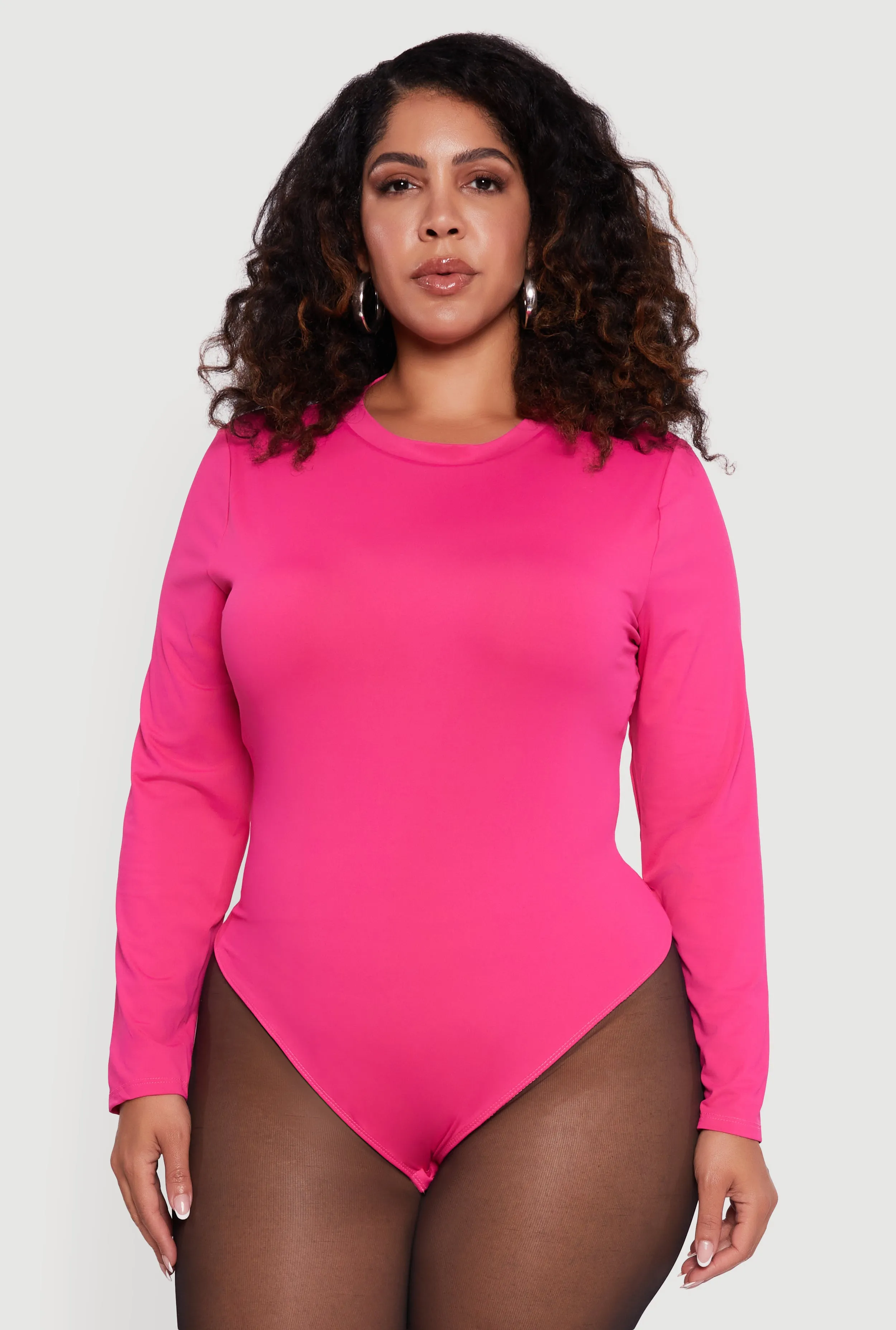 Plus Size Double Layer Long Sleeve Crew Neck Bodysuit sold by Rainbow product image thumbnail 2