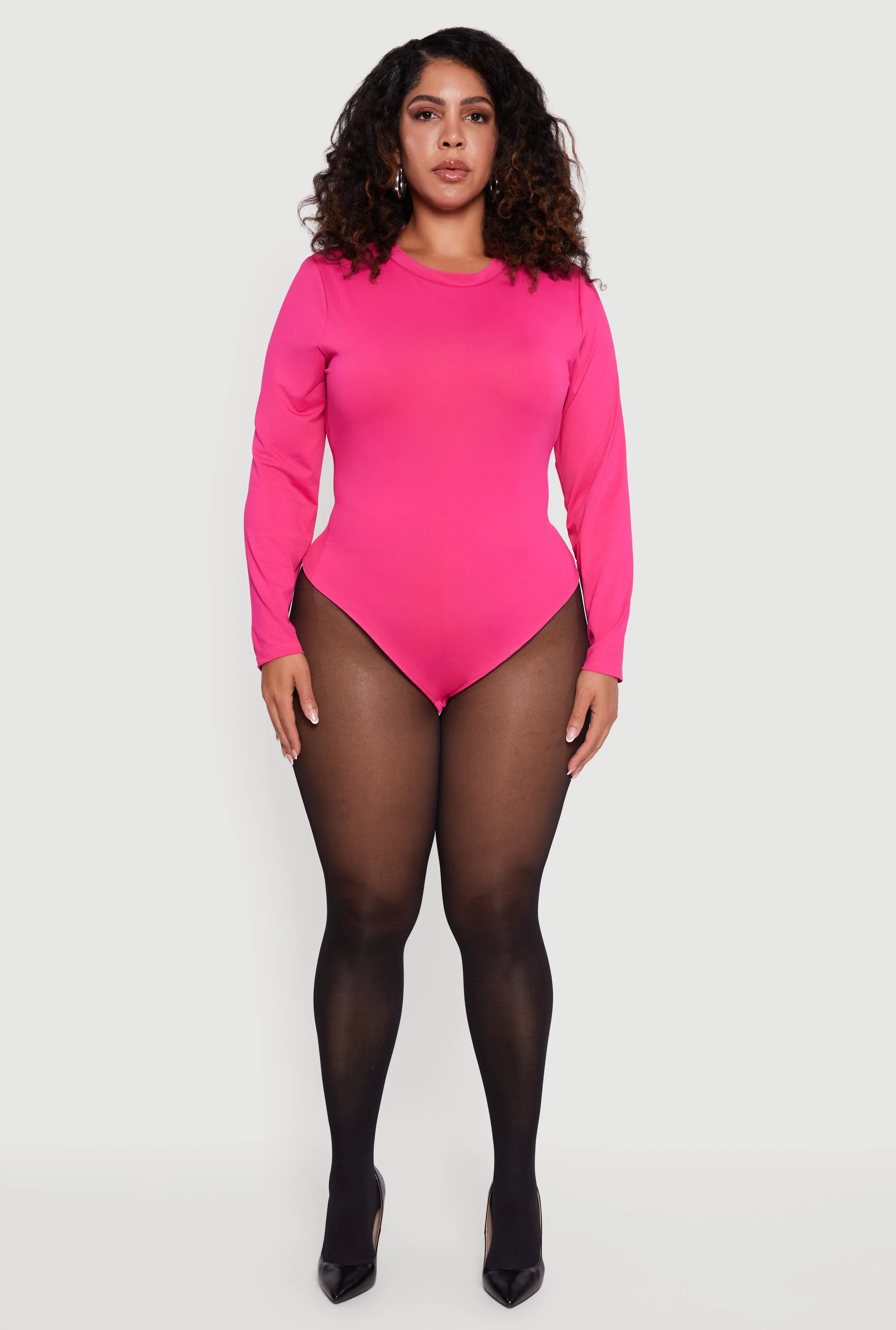 Plus Size Double Layer Long Sleeve Crew Neck Bodysuit sold by Rainbow product image thumbnail 3