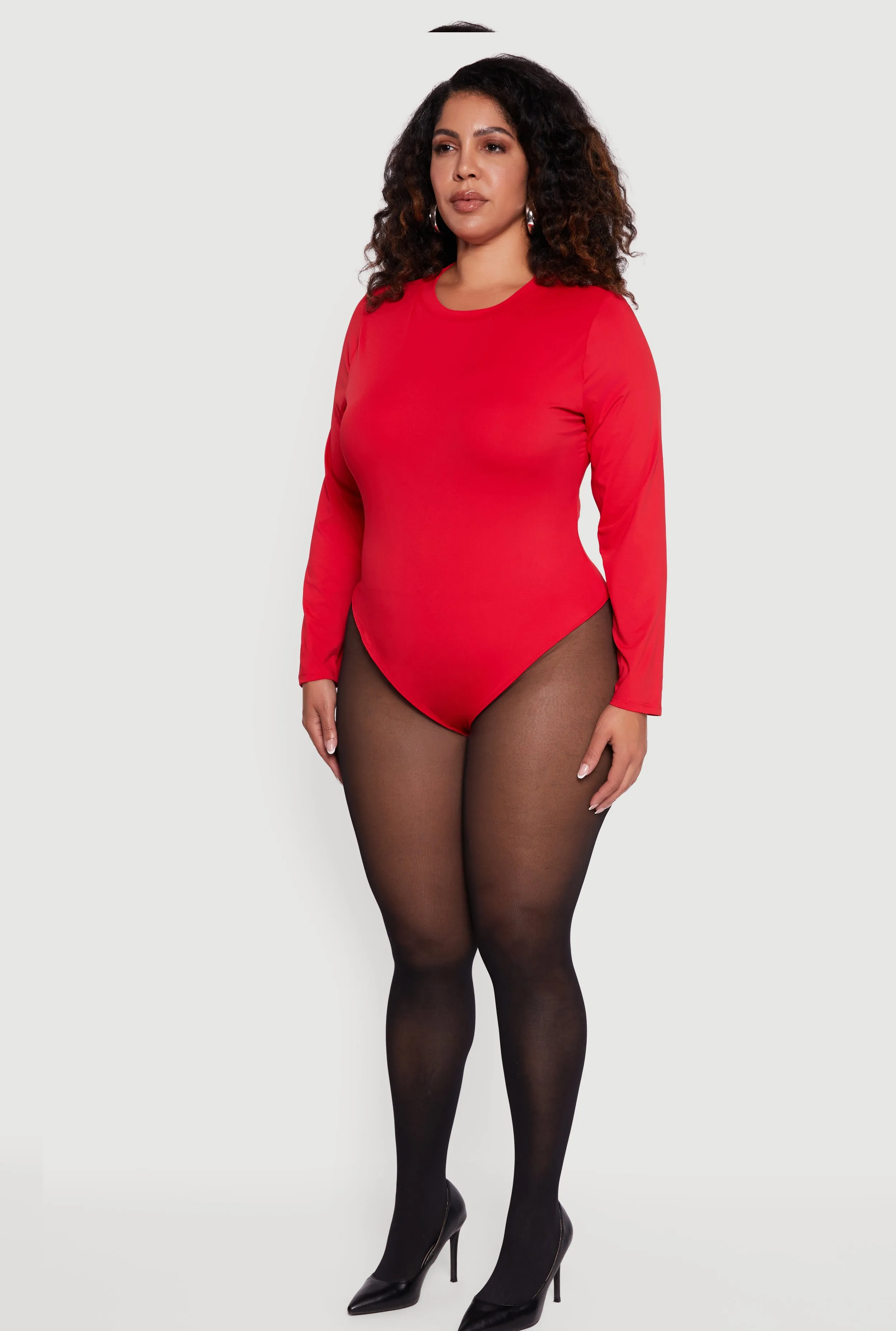 Plus Size Double Layer Long Sleeve Crew Neck Bodysuit sold by Rainbow product image thumbnail 5