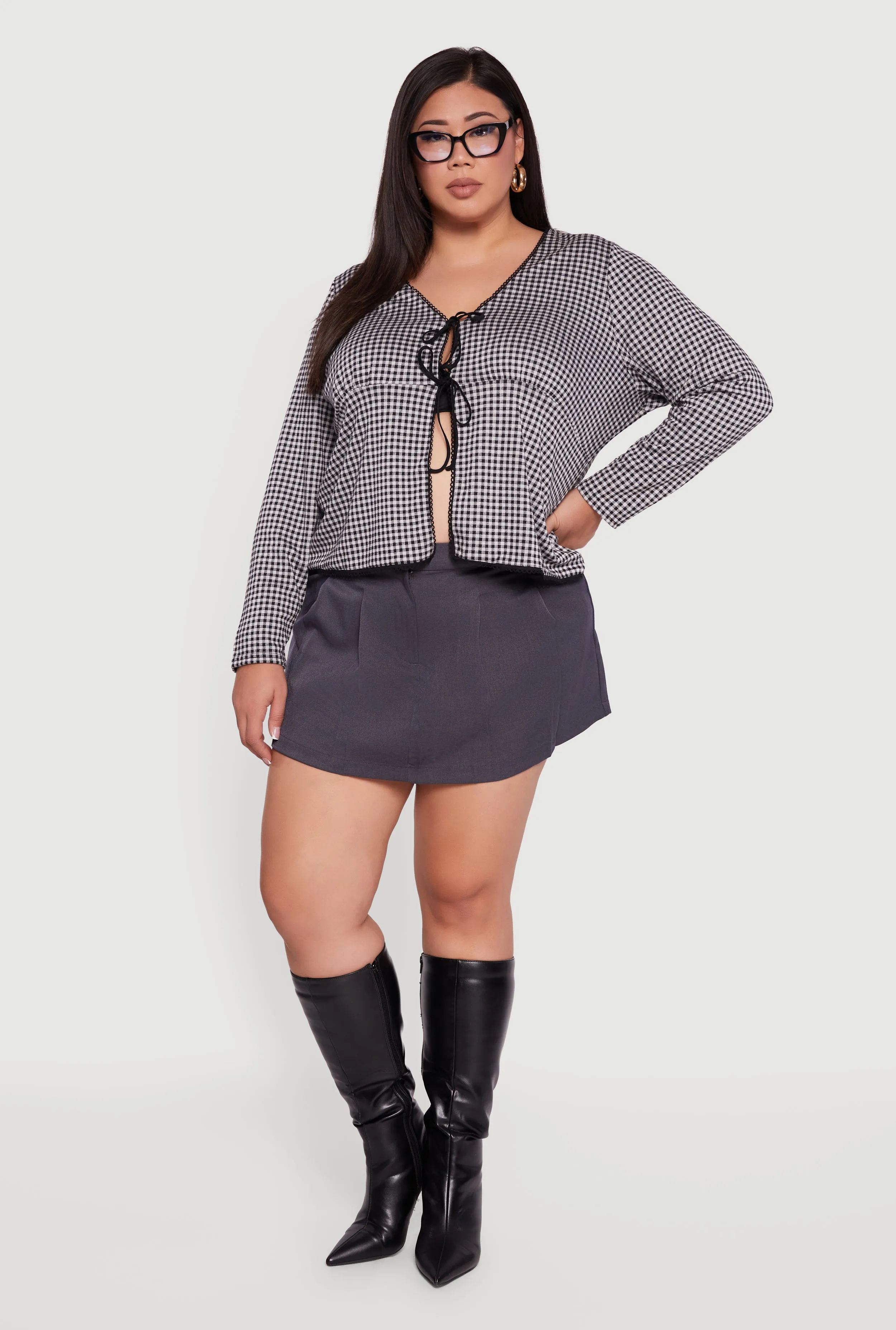 Plus Size Faux Pocket Pleated Skort sold by Rainbow