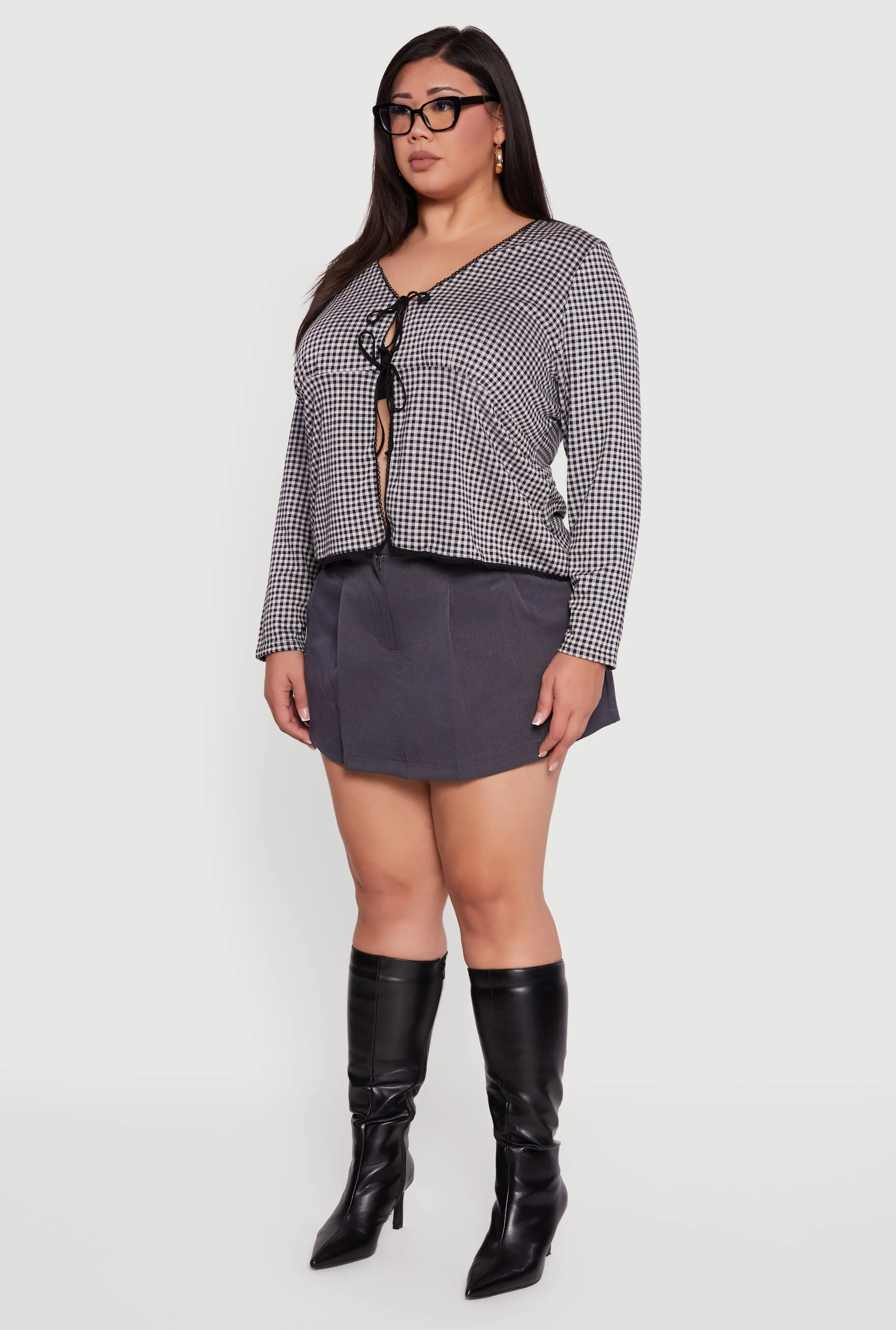Plus Size Faux Pocket Pleated Skort sold by Rainbow product image thumbnail 3