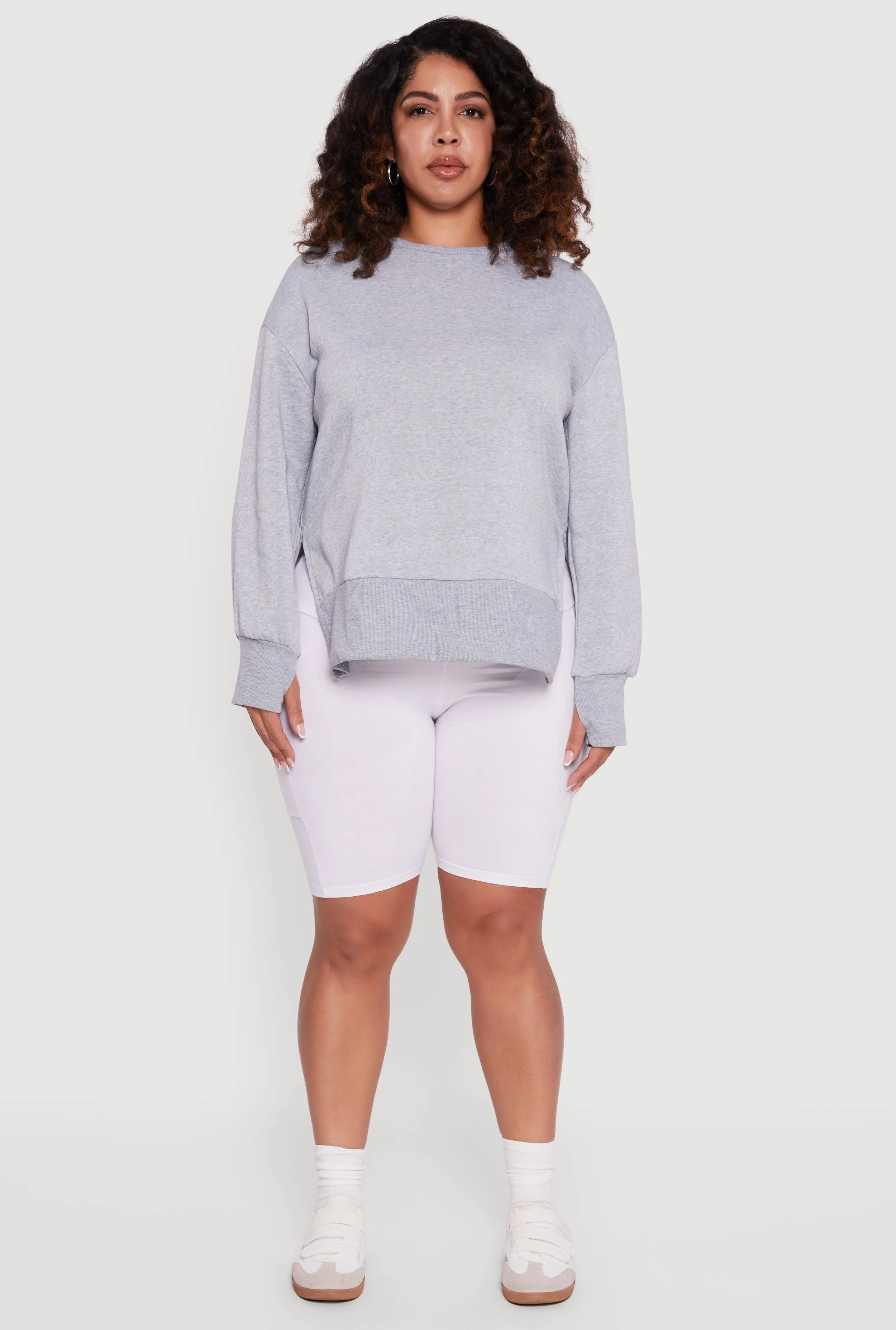 Plus Size Thumb Hole Detail Side Slit Oversized Sweatshirt sold by Rainbow product image thumbnail 3