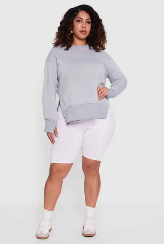 Plus Size Thumb Hole Detail Side Slit Oversized Sweatshirt sold by Rainbow