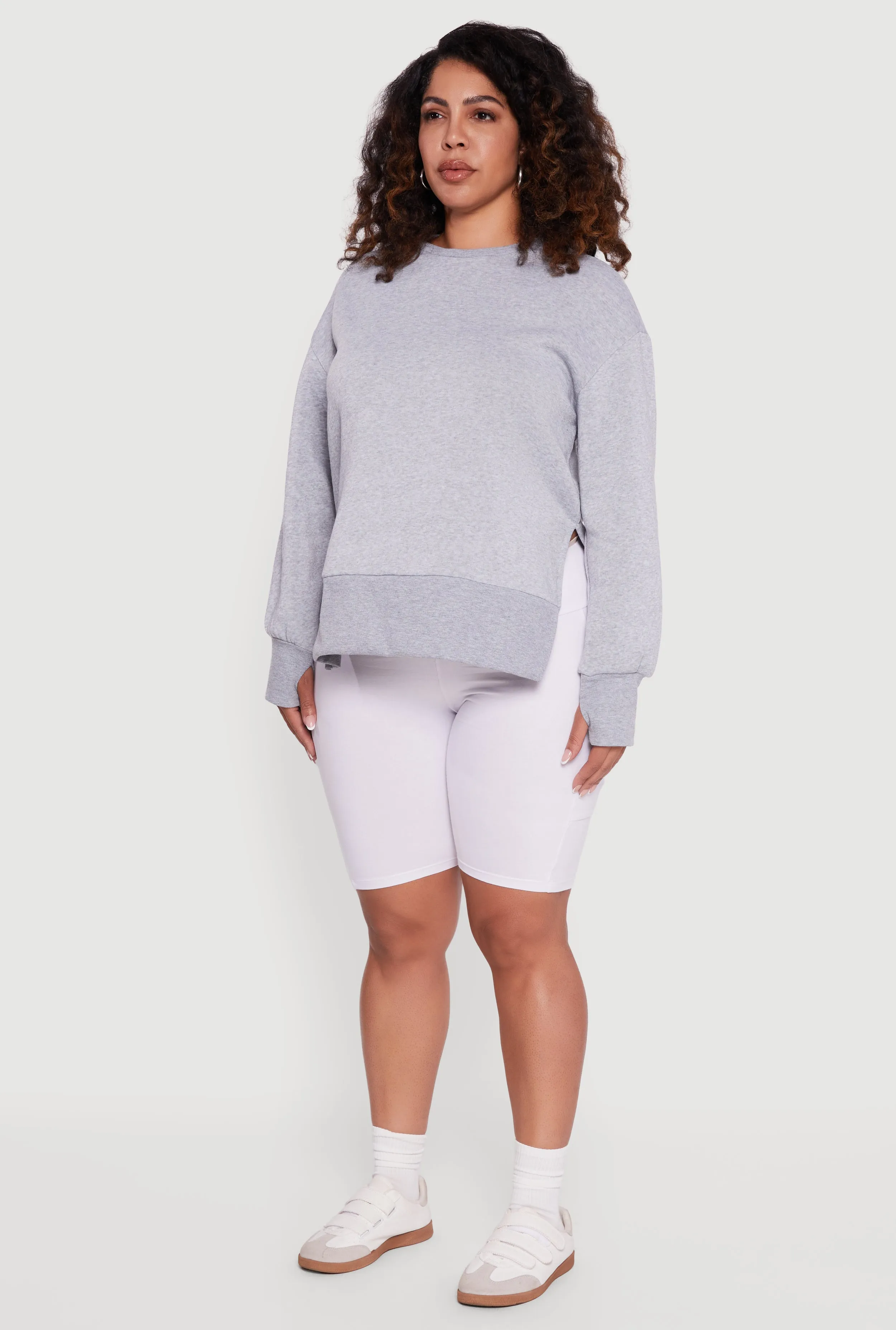 Plus Size Thumb Hole Detail Side Slit Oversized Sweatshirt sold by Rainbow product image thumbnail 5