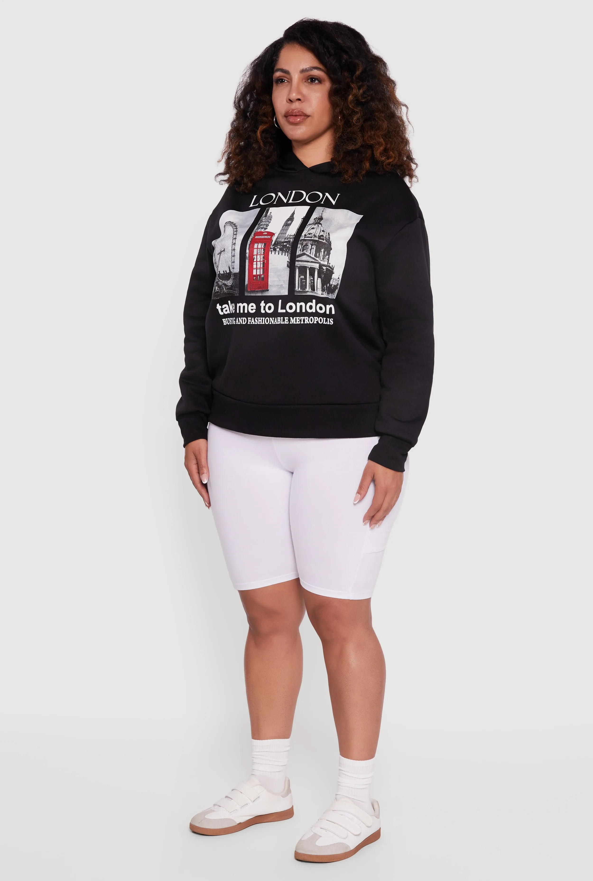 Plus Size Fleece Lined Hooded London Graphic Sweatshirt sold by Rainbow product image thumbnail 5