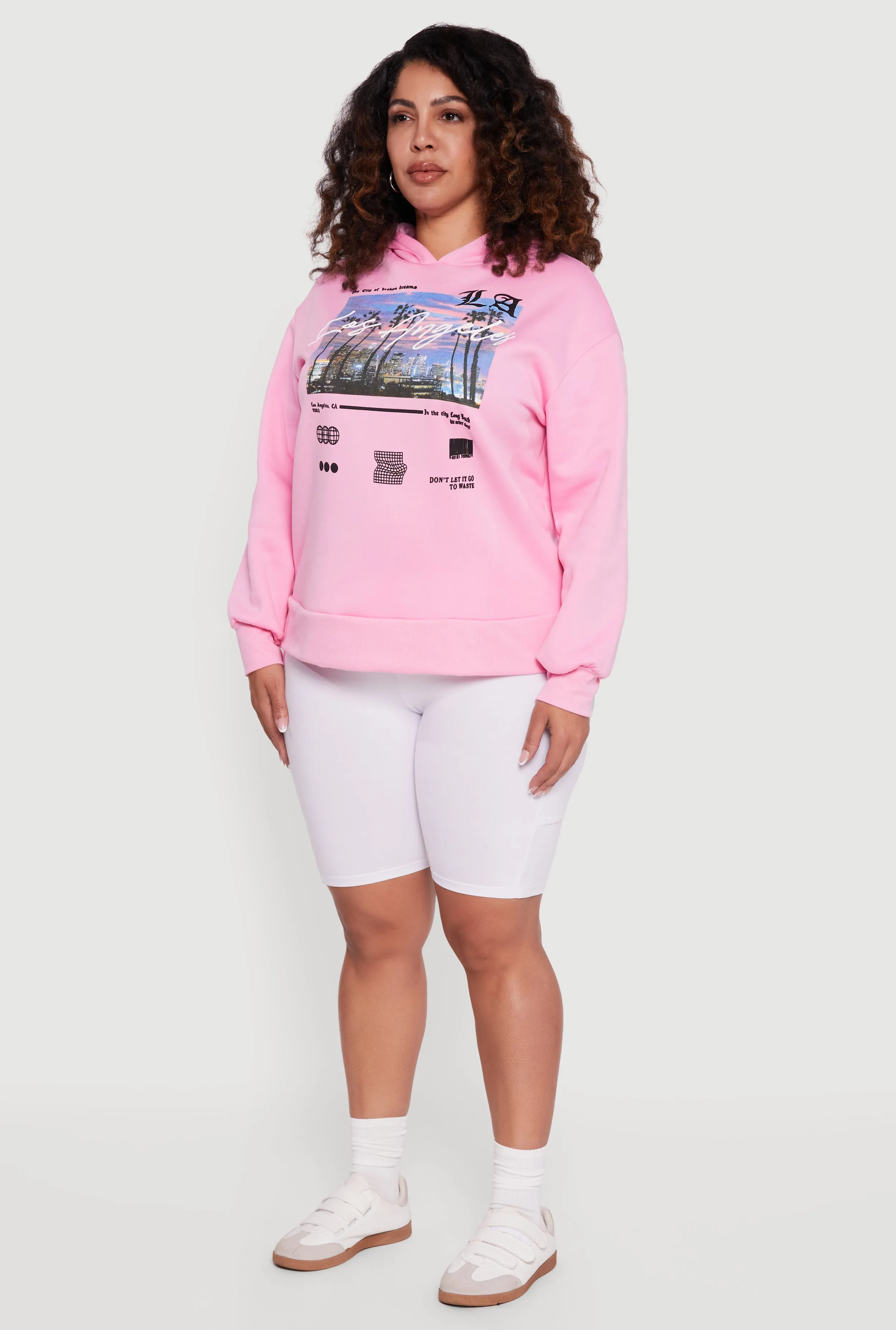 Plus Size Fleece Lined Hooded Los Angeles Graphic Sweatshirt sold by Rainbow product image thumbnail 5