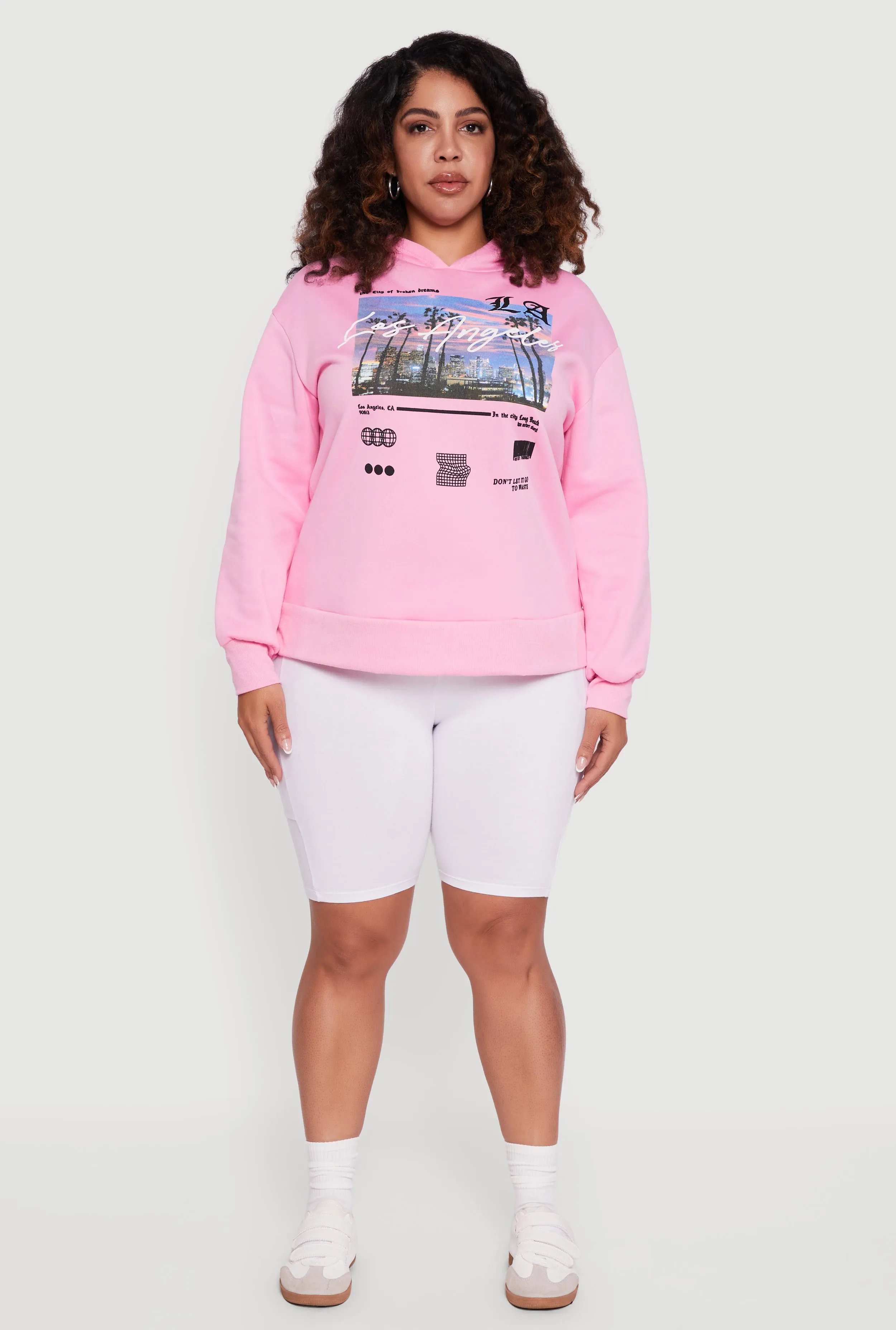 Plus Size Fleece Lined Hooded Los Angeles Graphic Sweatshirt sold by Rainbow product image thumbnail 3