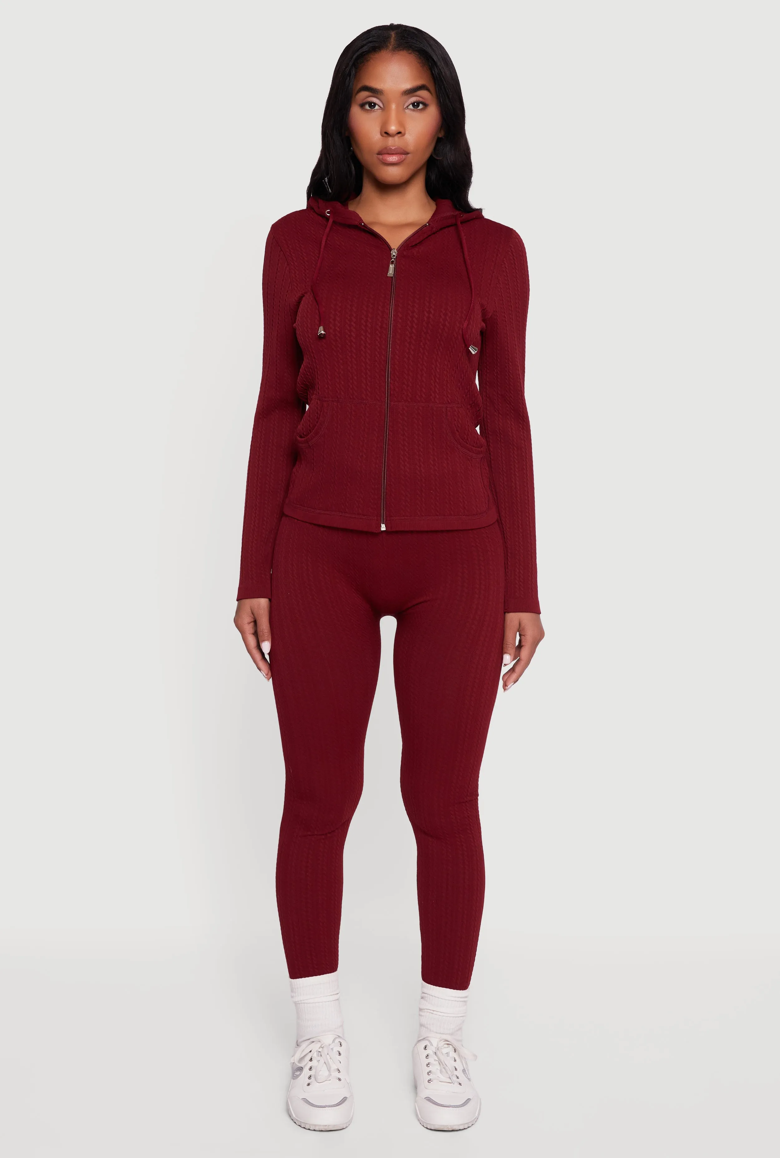 Textured Knit Zip Front Hoodie sold by Rainbow product image thumbnail 3