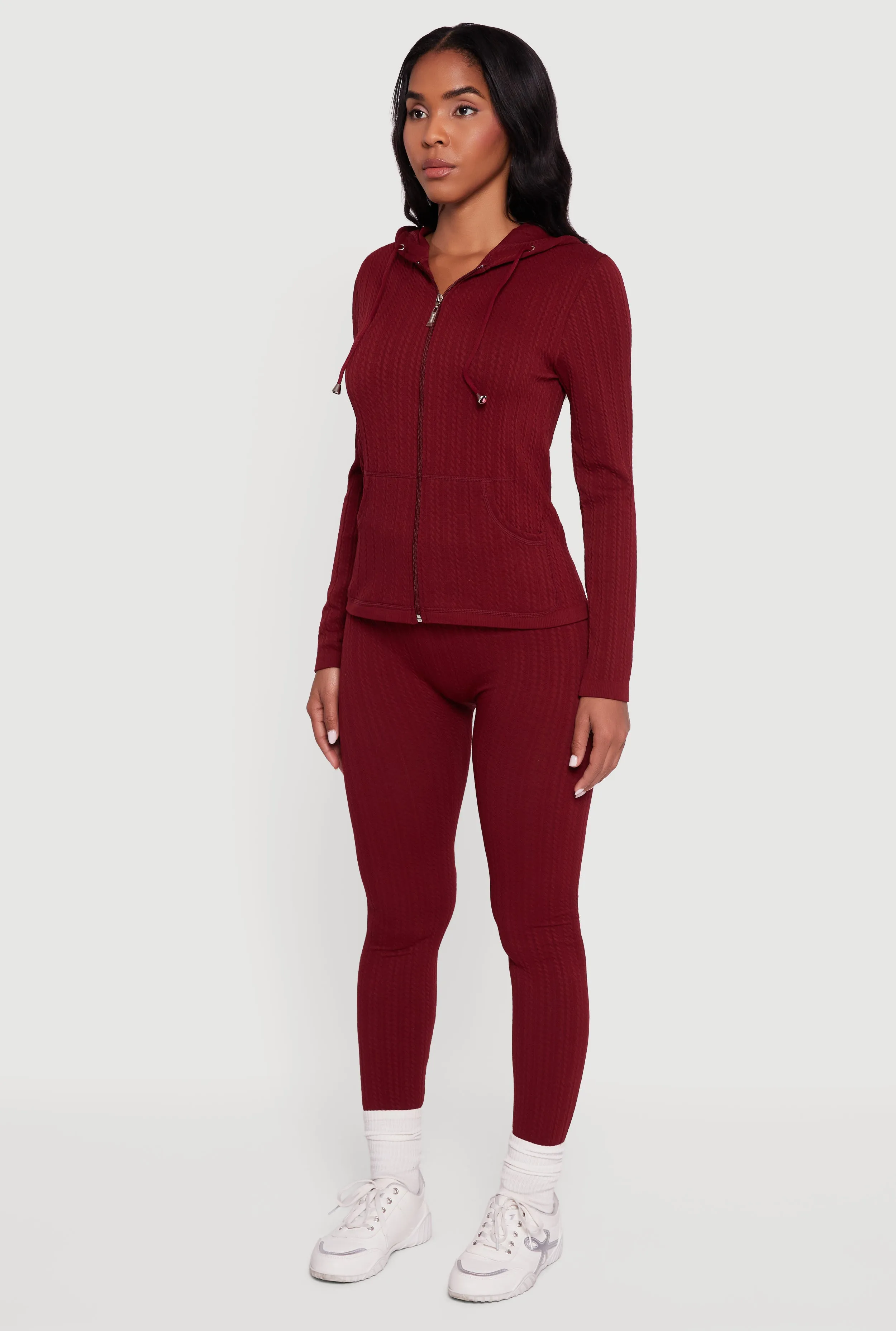 Textured Knit Zip Front Hoodie sold by Rainbow product image thumbnail 5