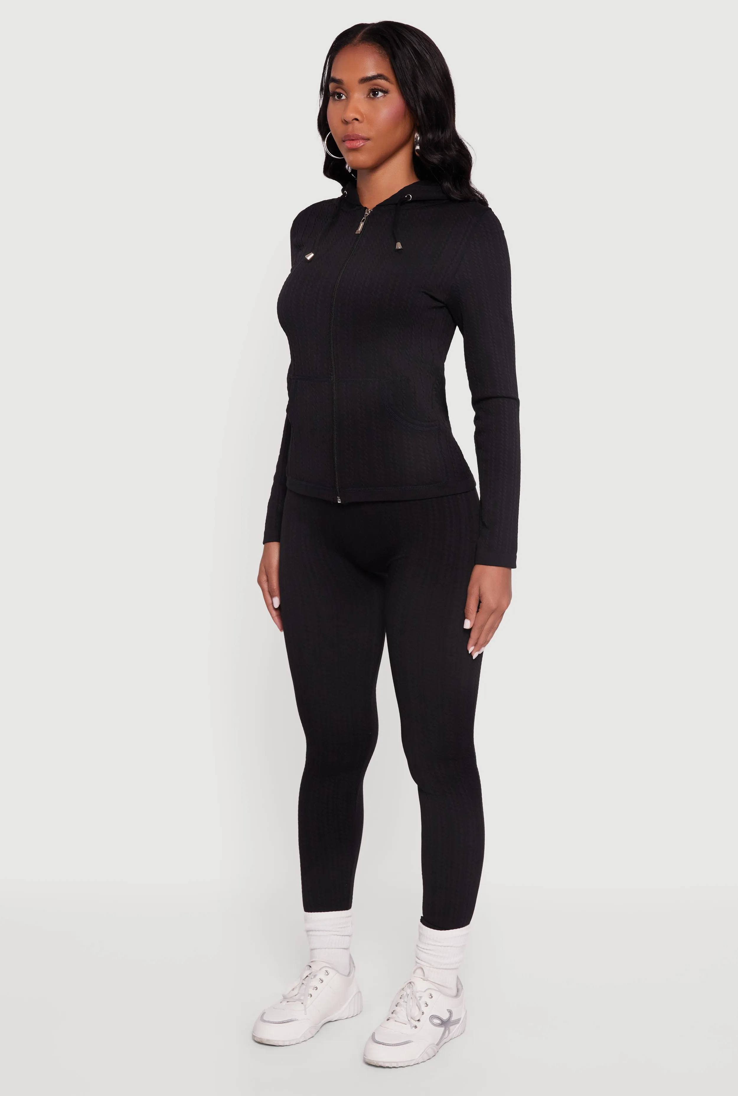 Textured Knit Zip Front Hoodie sold by Rainbow product image thumbnail 5