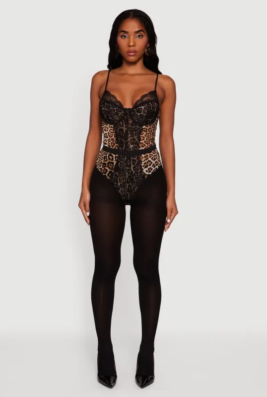 Sexy Animal Print Sleeveless Bustier Bodysuit sold by Rainbow