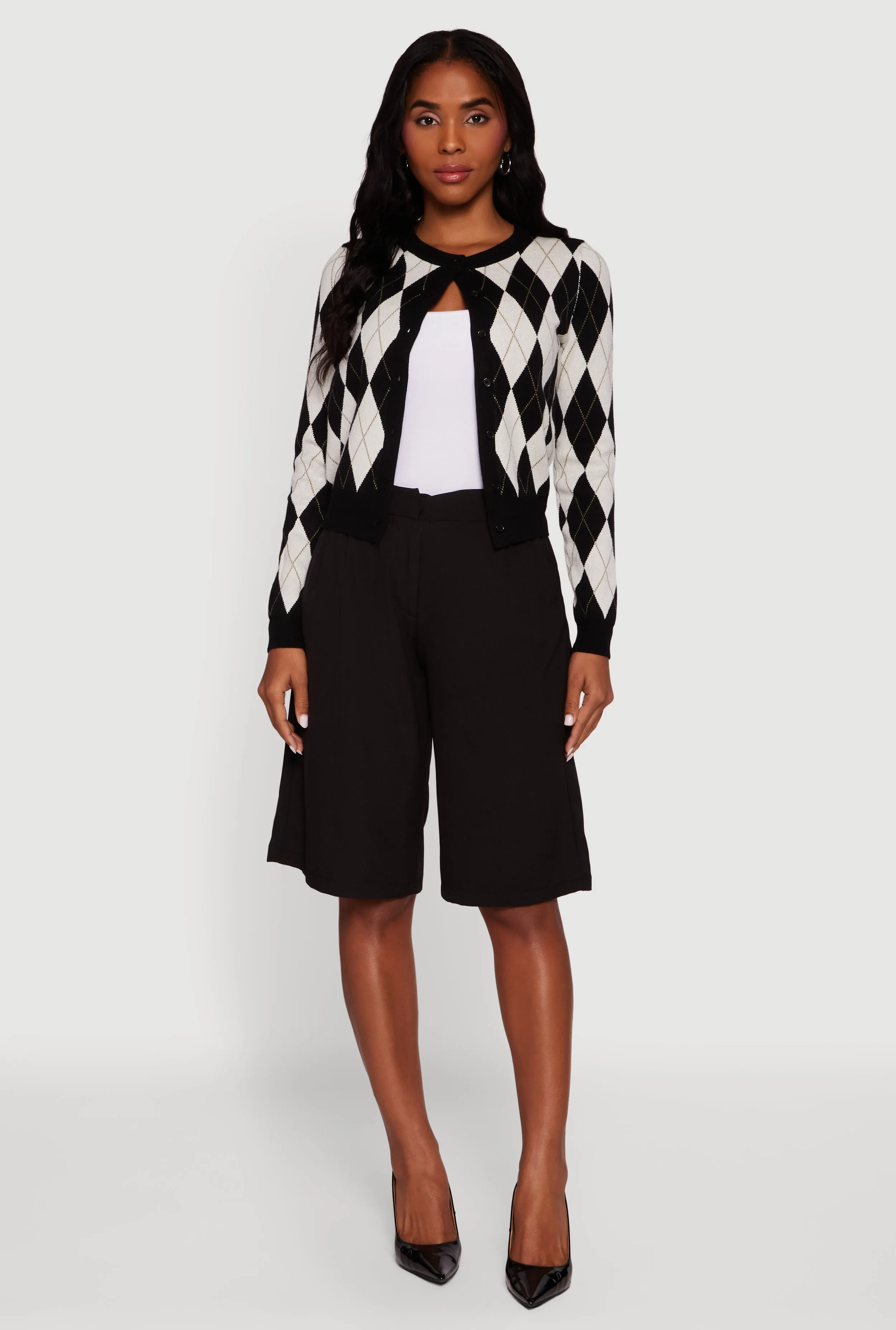 Argyle Plaid Button Front Cardigan sold by Rainbow product image thumbnail 2