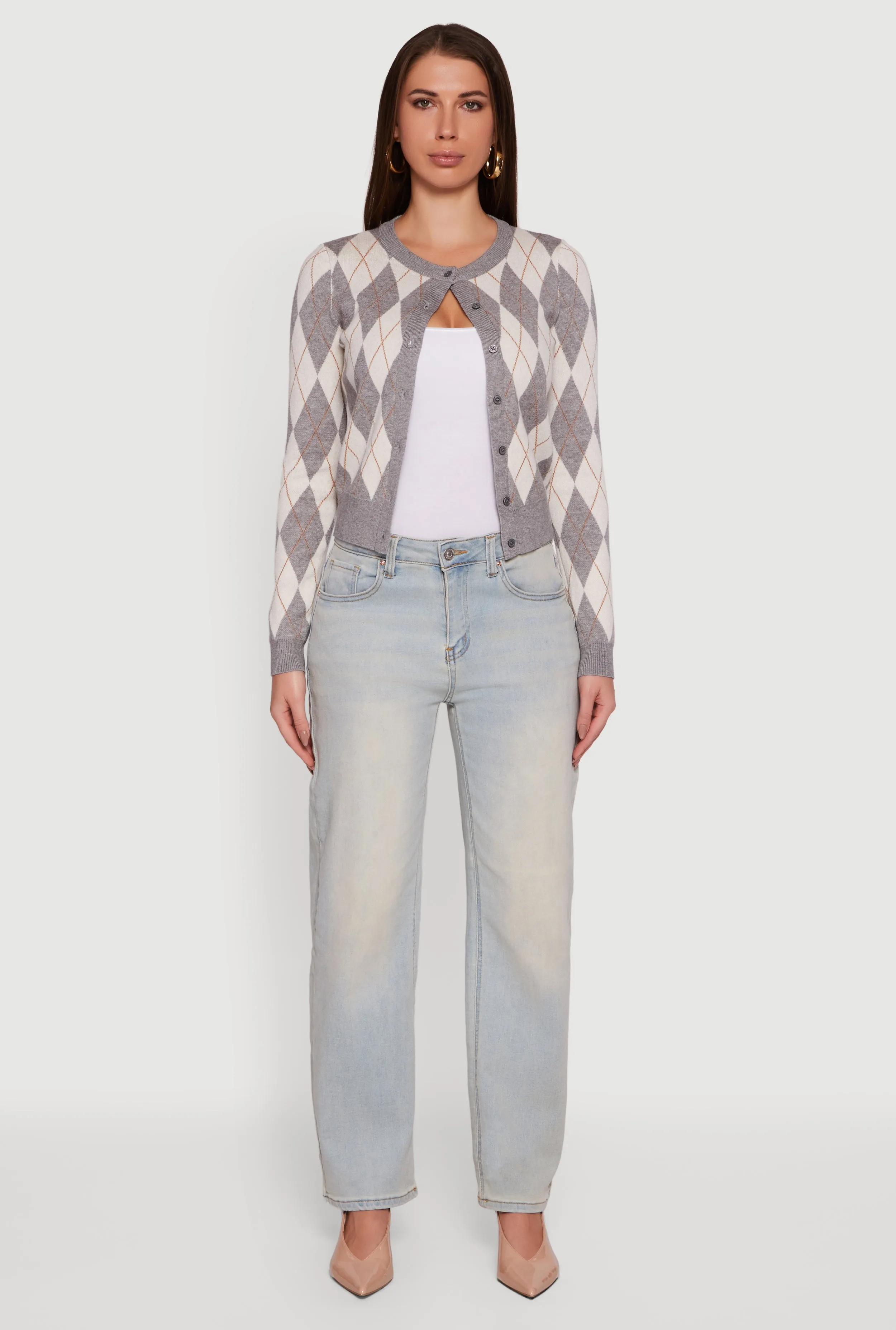 Argyle Plaid Button Front Cardigan sold by Rainbow product image thumbnail 3