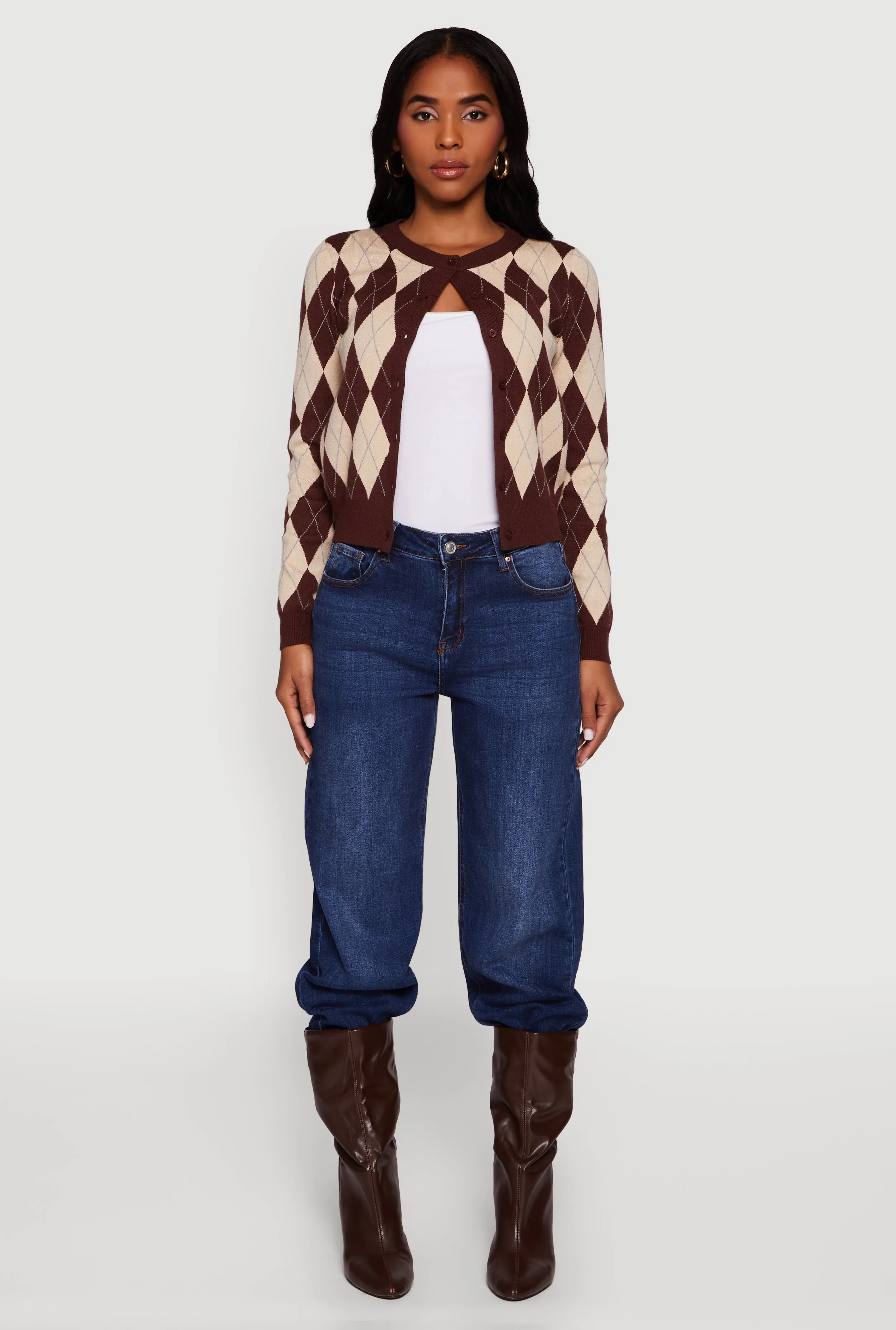 Argyle Plaid Button Front Cardigan sold by Rainbow product image thumbnail 3