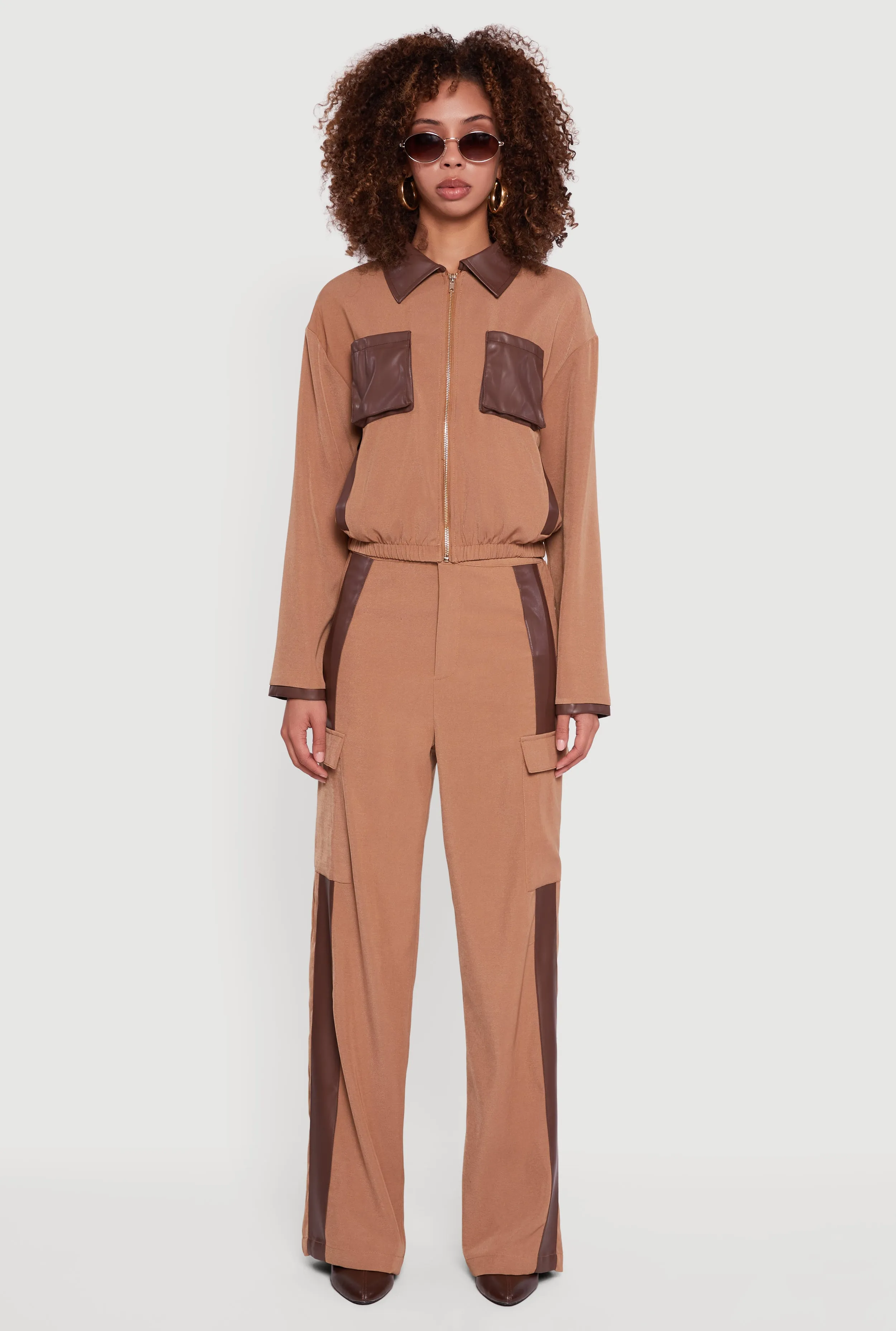 Faux Leather Side Stripe Cargo Dress Pants sold by Rainbow product image thumbnail 2