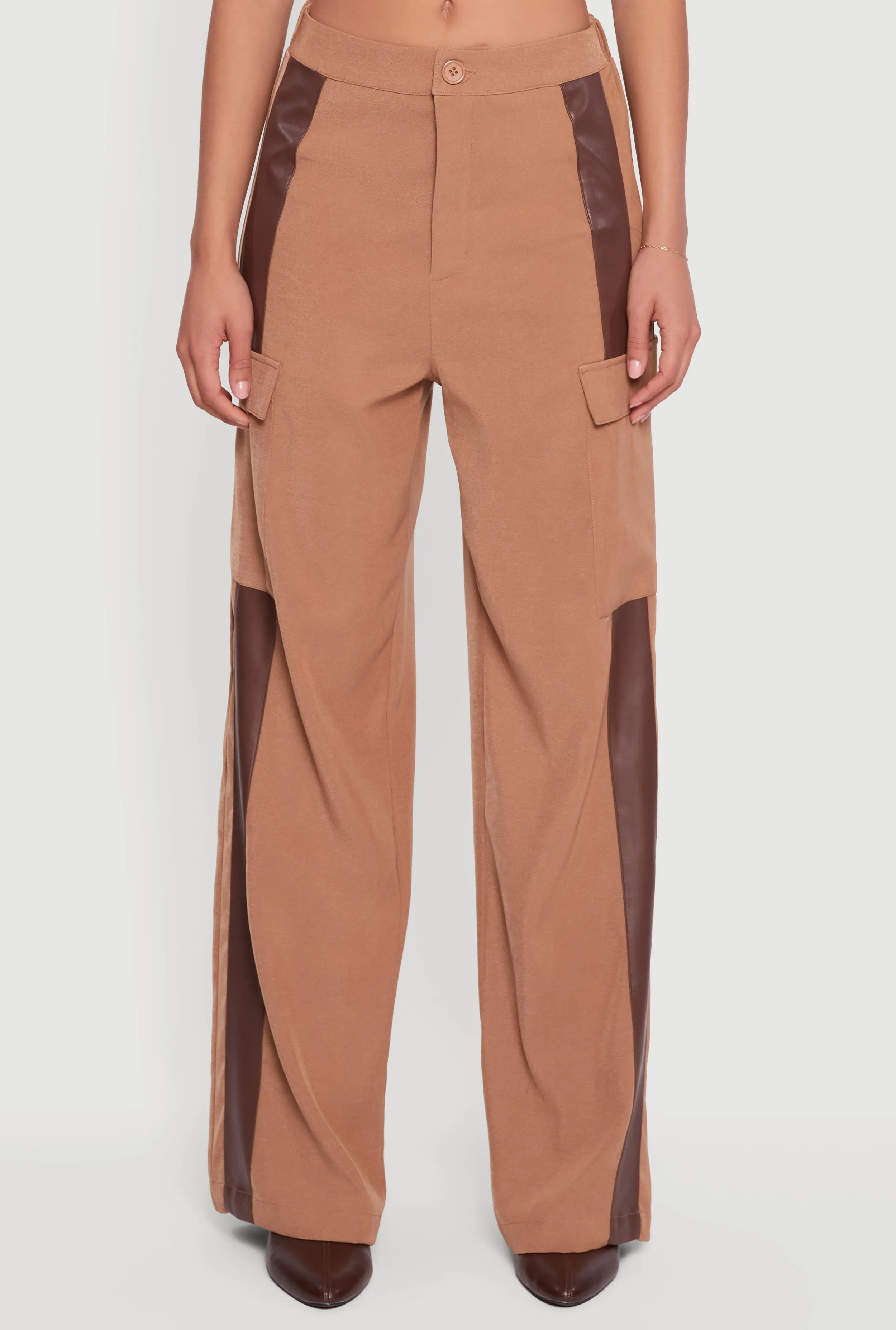 Faux Leather Side Stripe Cargo Dress Pants sold by Rainbow product image thumbnail 3