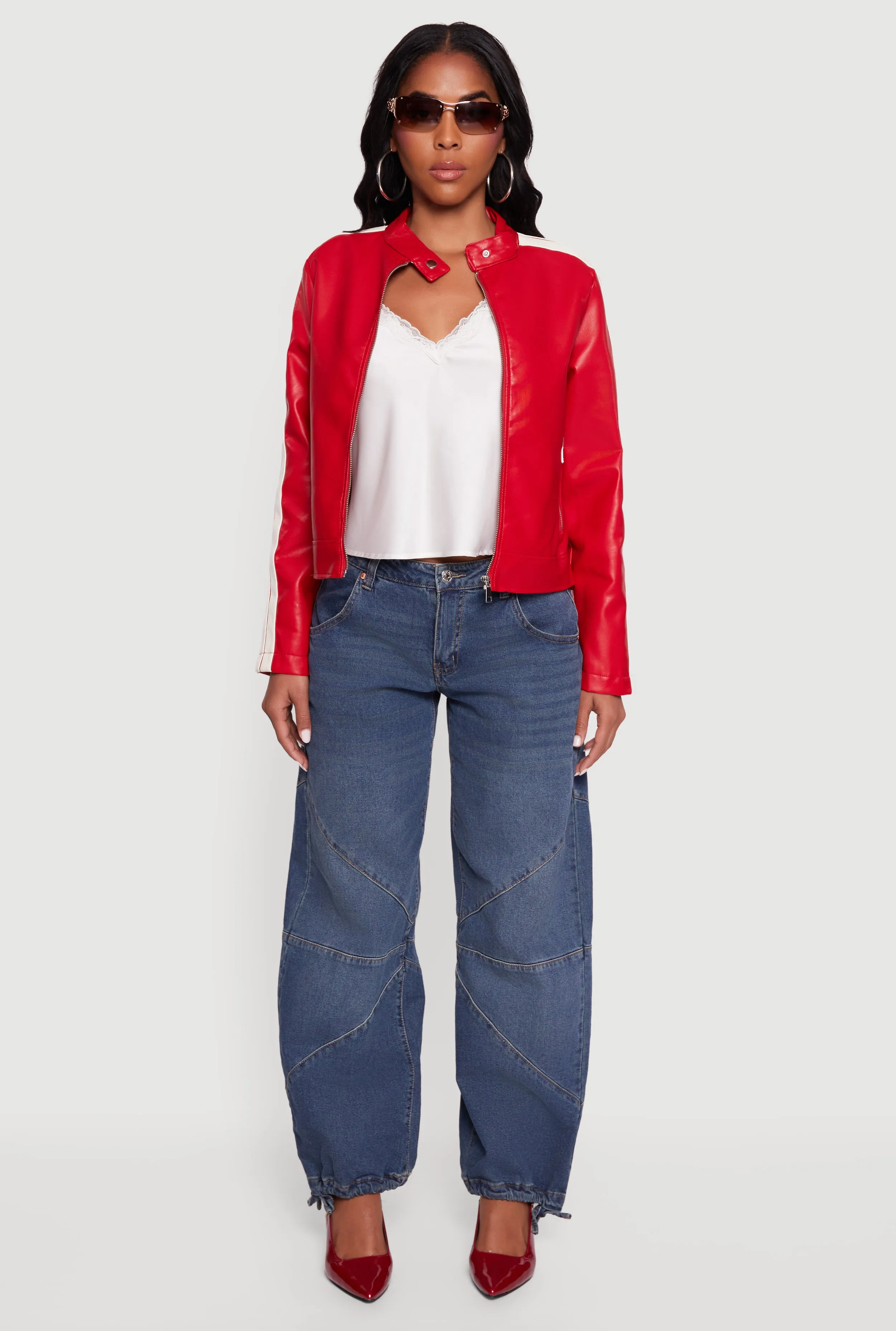 Stripe Detail Zip Front Moto Jacket sold by Rainbow product image thumbnail 3