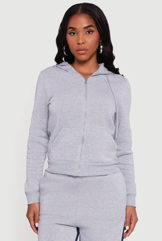Zip Front Drawstring Hoodie sold by Rainbow