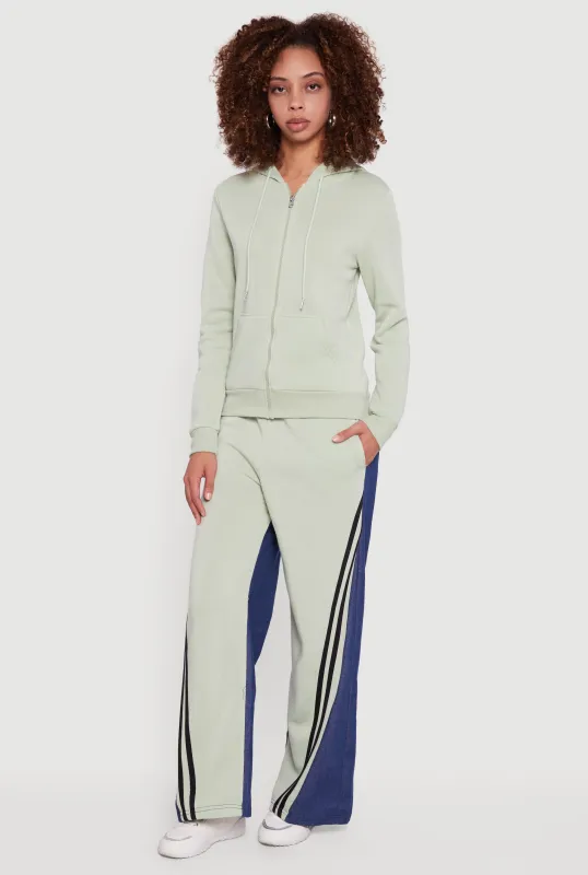 Denim Color Block Varsity Stripe Wide Leg Pants sold by Rainbow