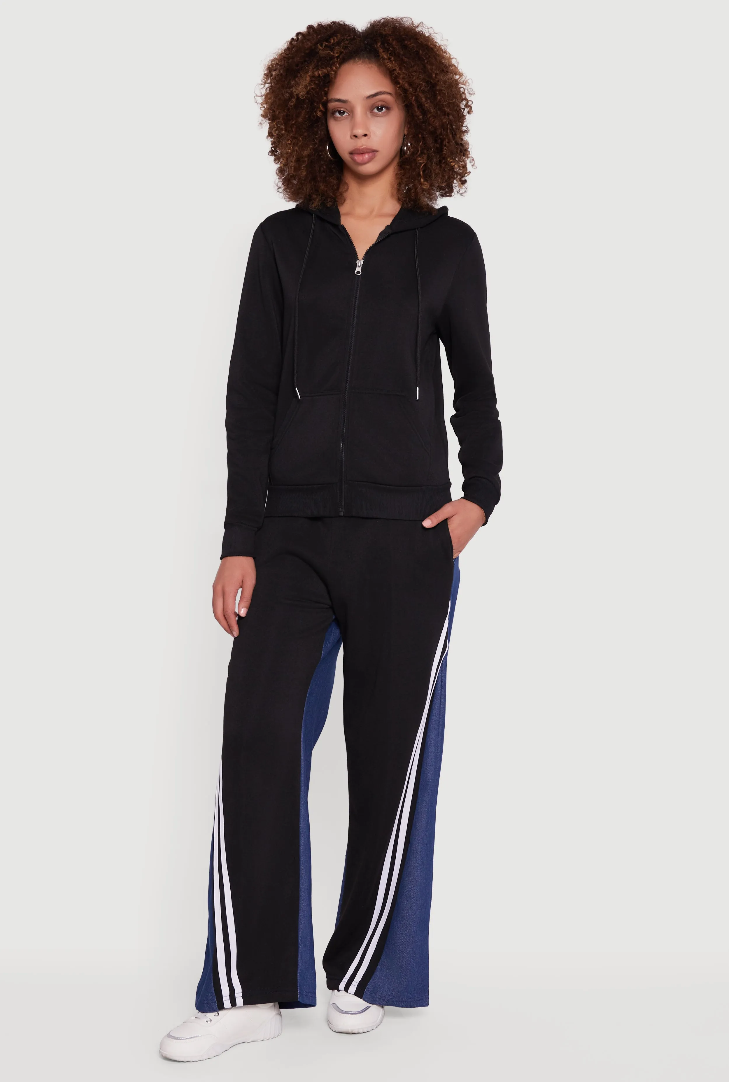 Denim Color Block Varsity Stripe Wide Leg Pants sold by Rainbow product image thumbnail 3