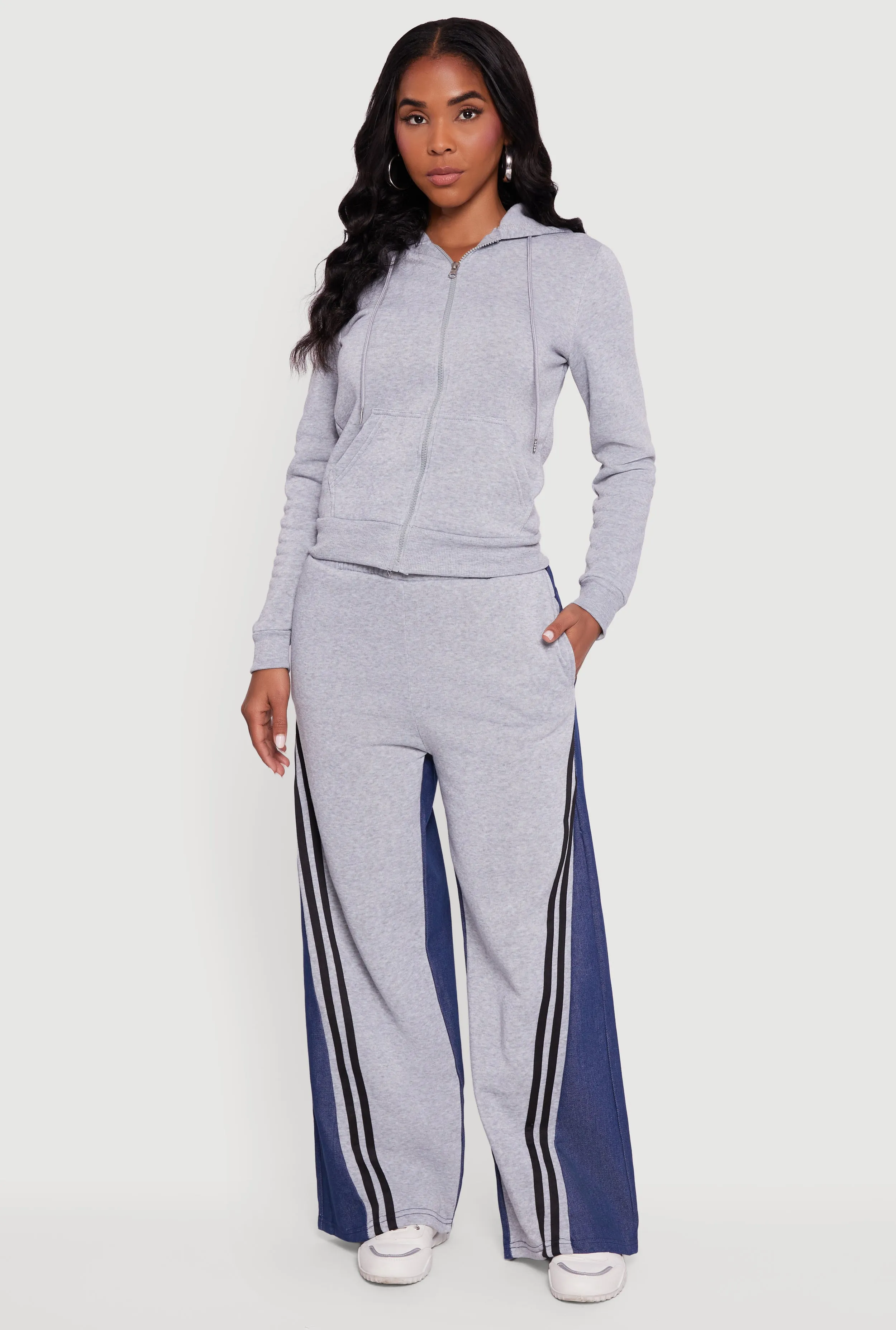 Denim Color Block Varsity Stripe Wide Leg Pants sold by Rainbow product image thumbnail 4