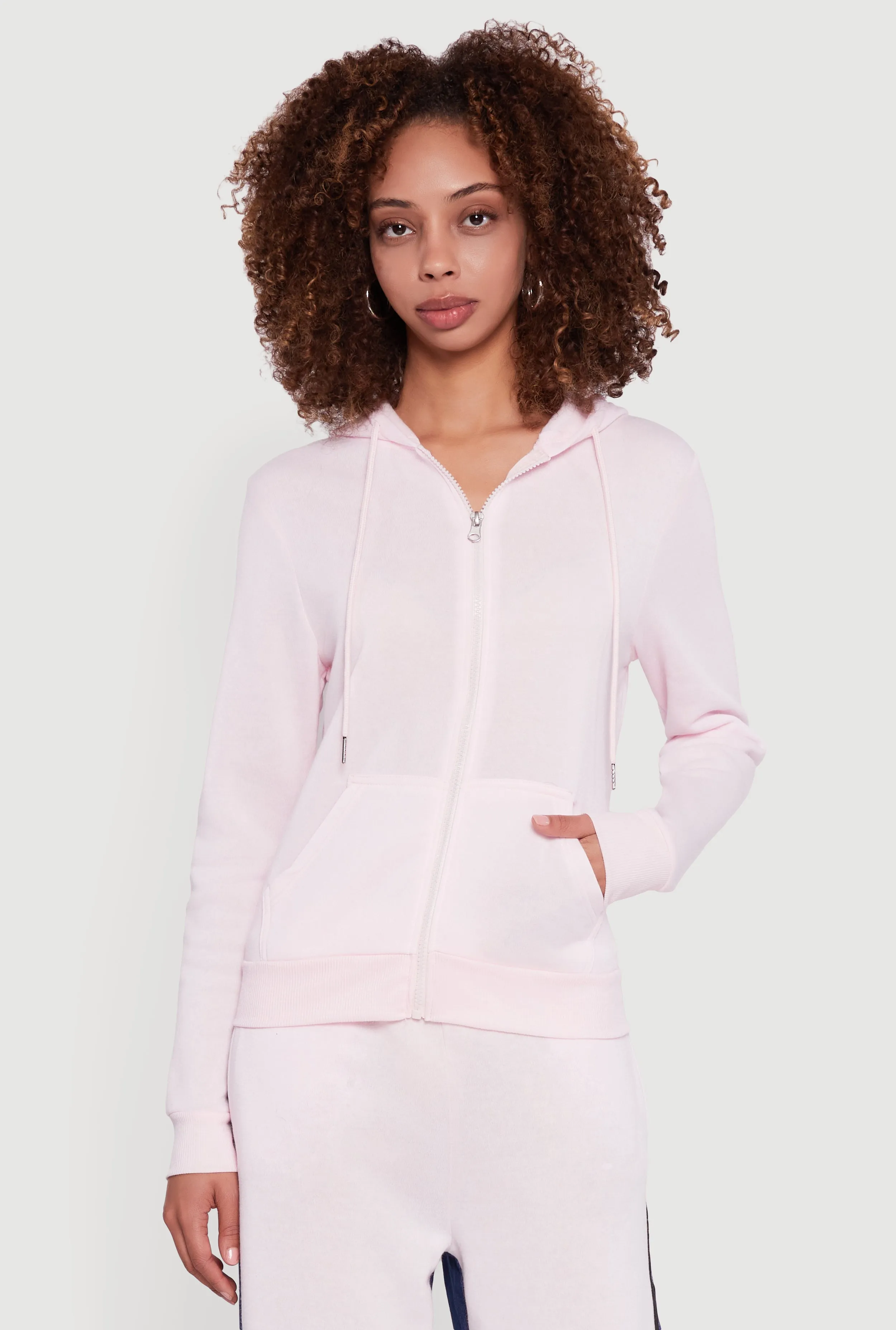 Zip Front Drawstring Hoodie sold by Rainbow