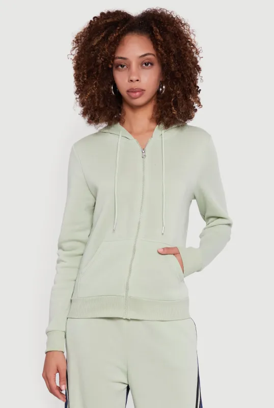 Zip Front Drawstring Hoodie sold by Rainbow