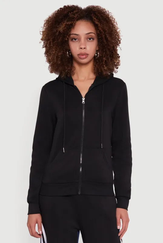 Zip Front Drawstring Hoodie sold by Rainbow