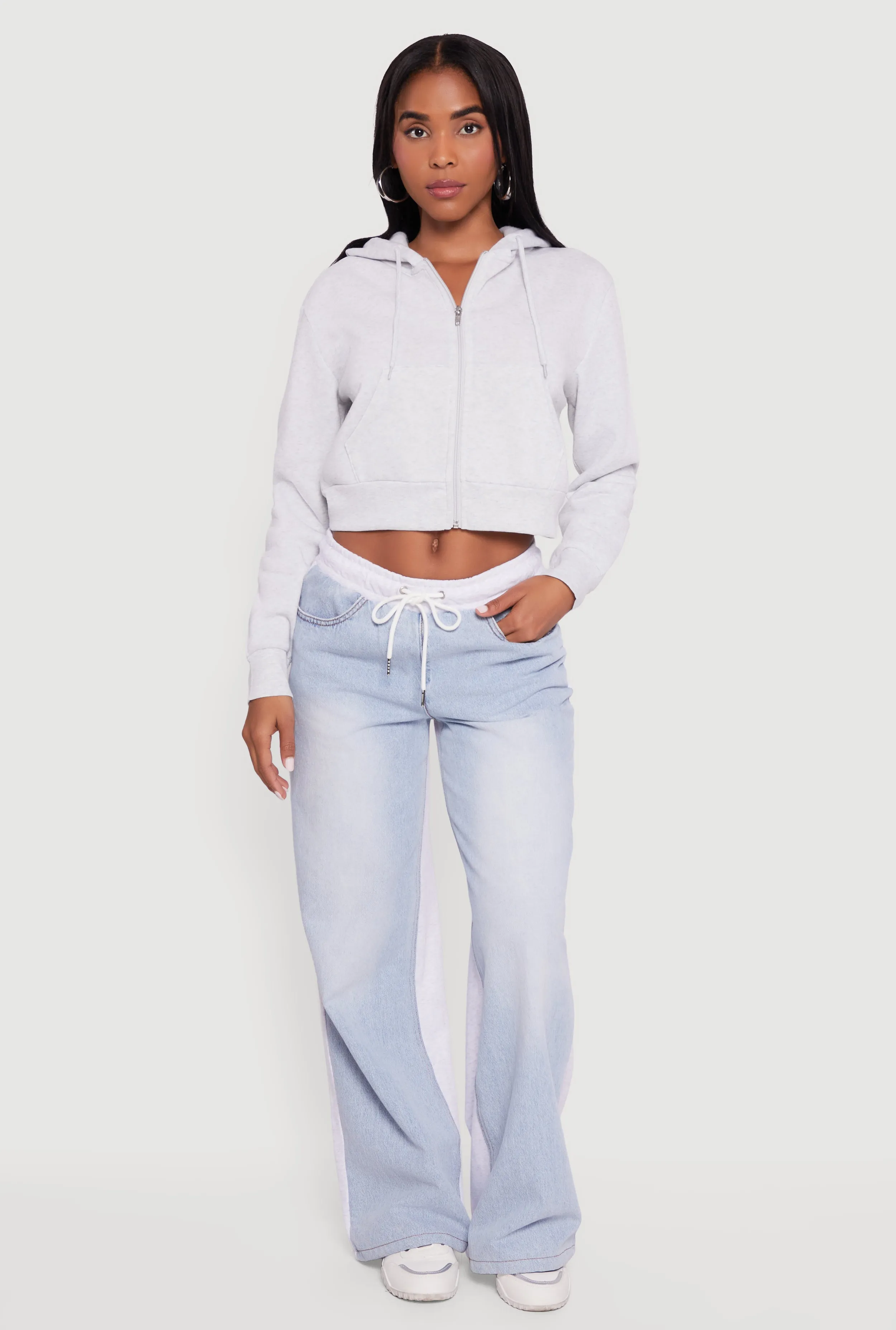 Cropped Zip Front Hoodie sold by Rainbow product image thumbnail 3