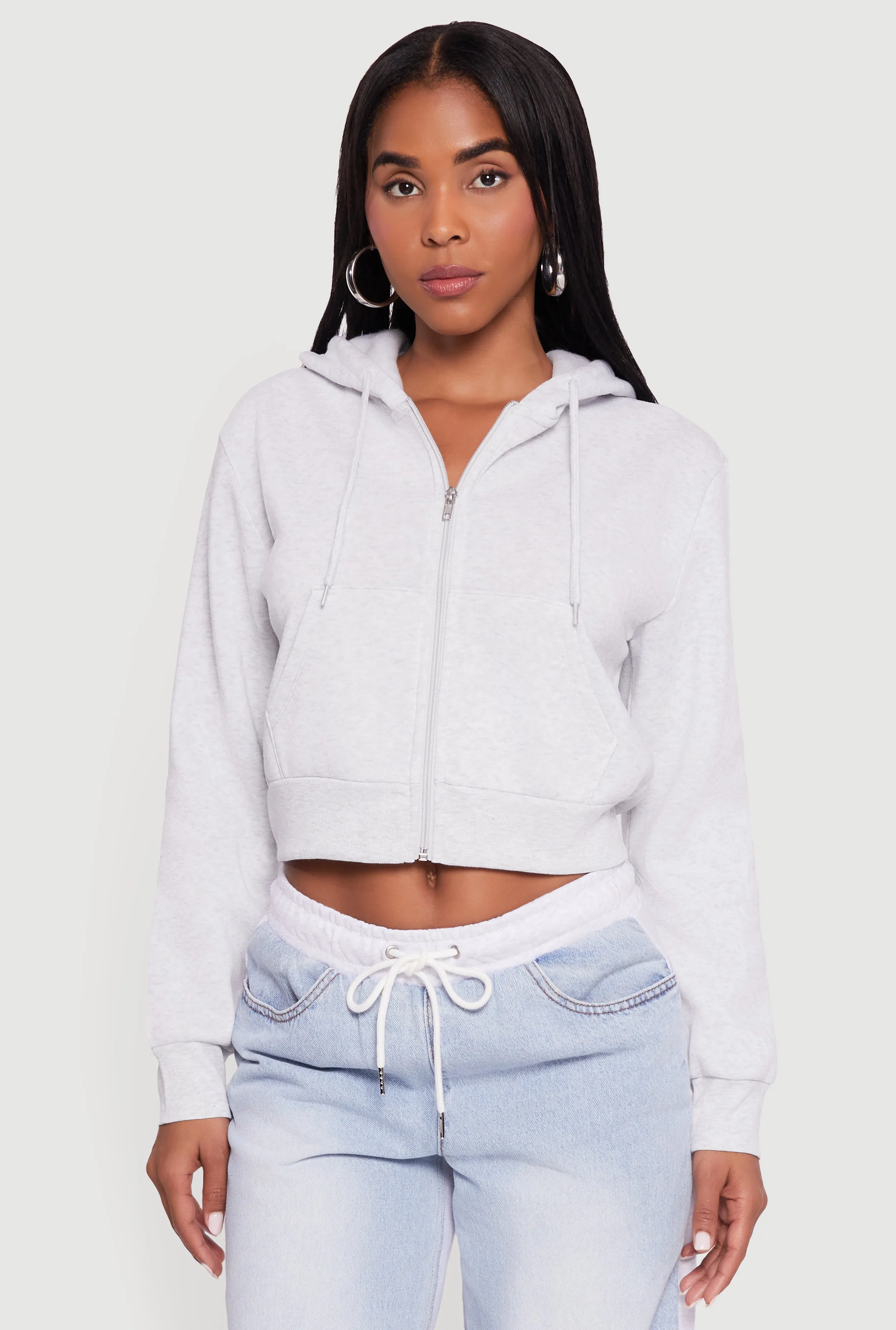 Cropped Zip Front Hoodie sold by Rainbow product image thumbnail 2