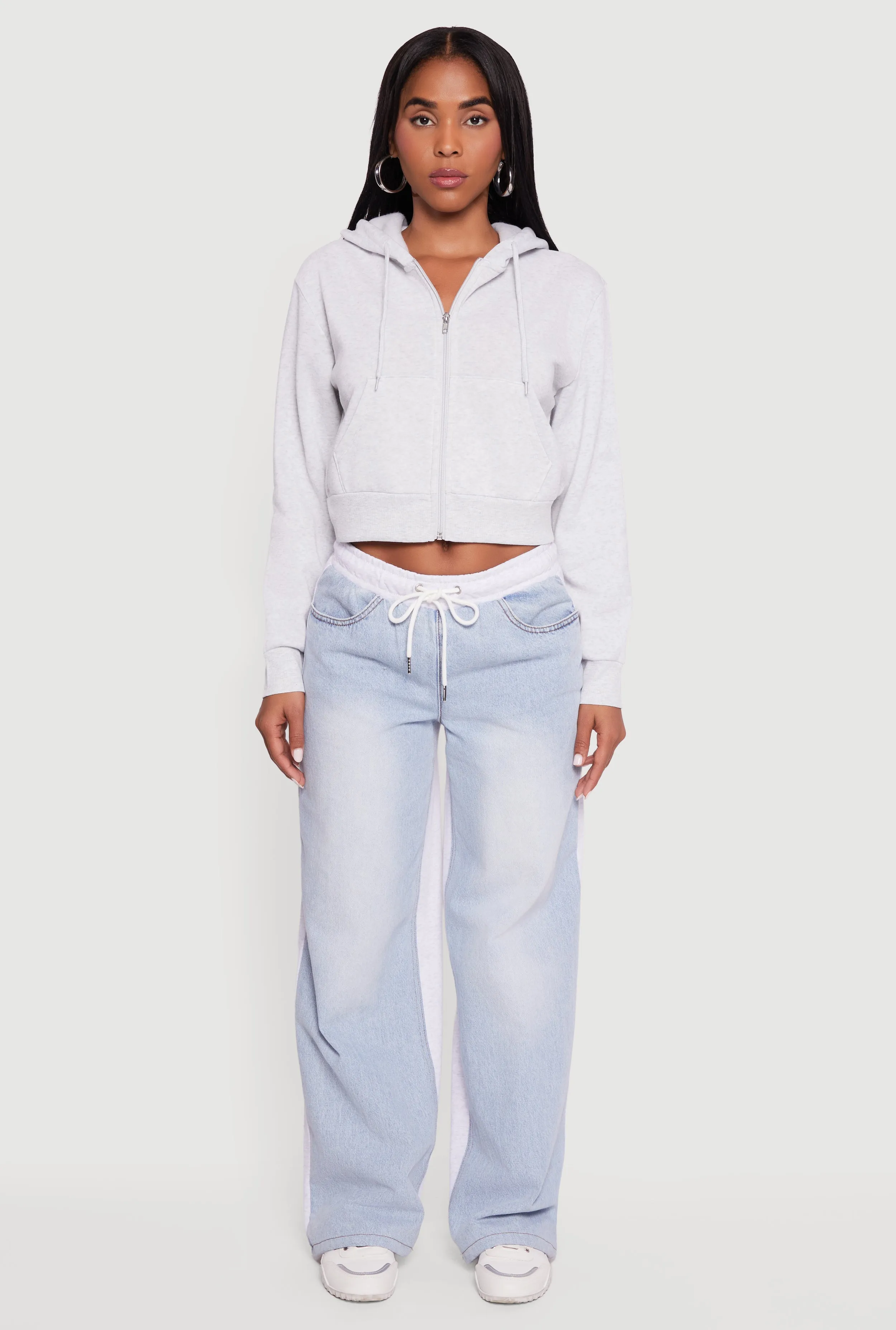 Cropped Zip Front Hoodie sold by Rainbow product image thumbnail 3