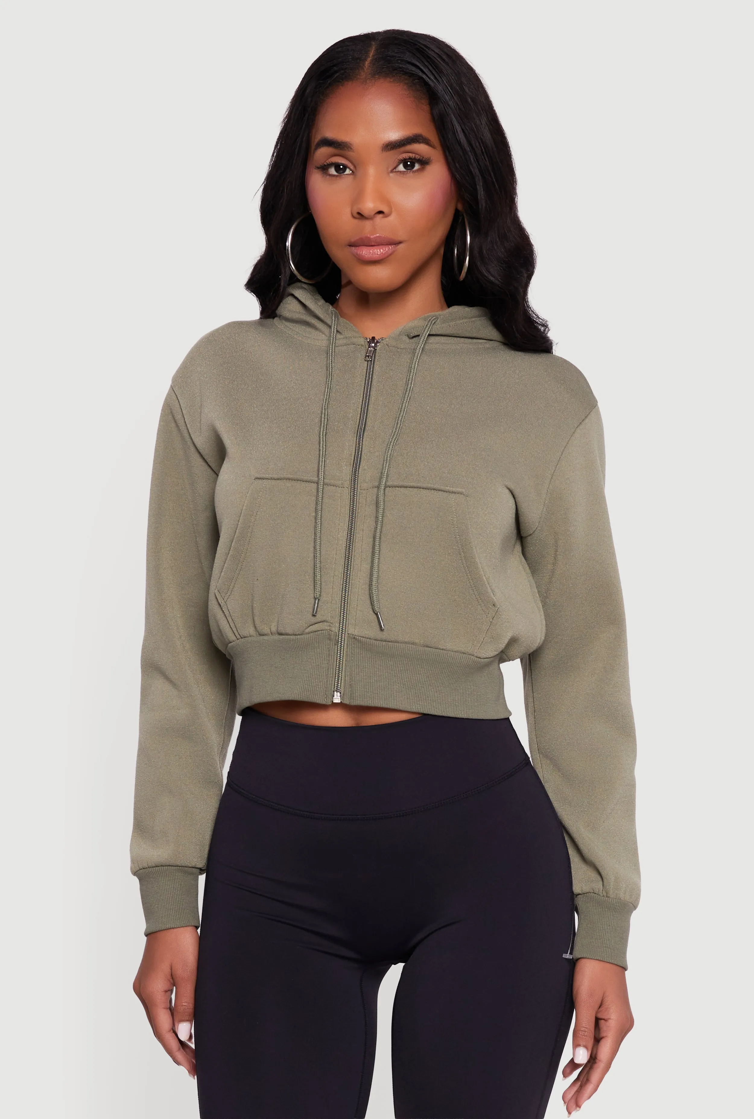 Cropped Zip Front Hoodie sold by Rainbow product image thumbnail 2