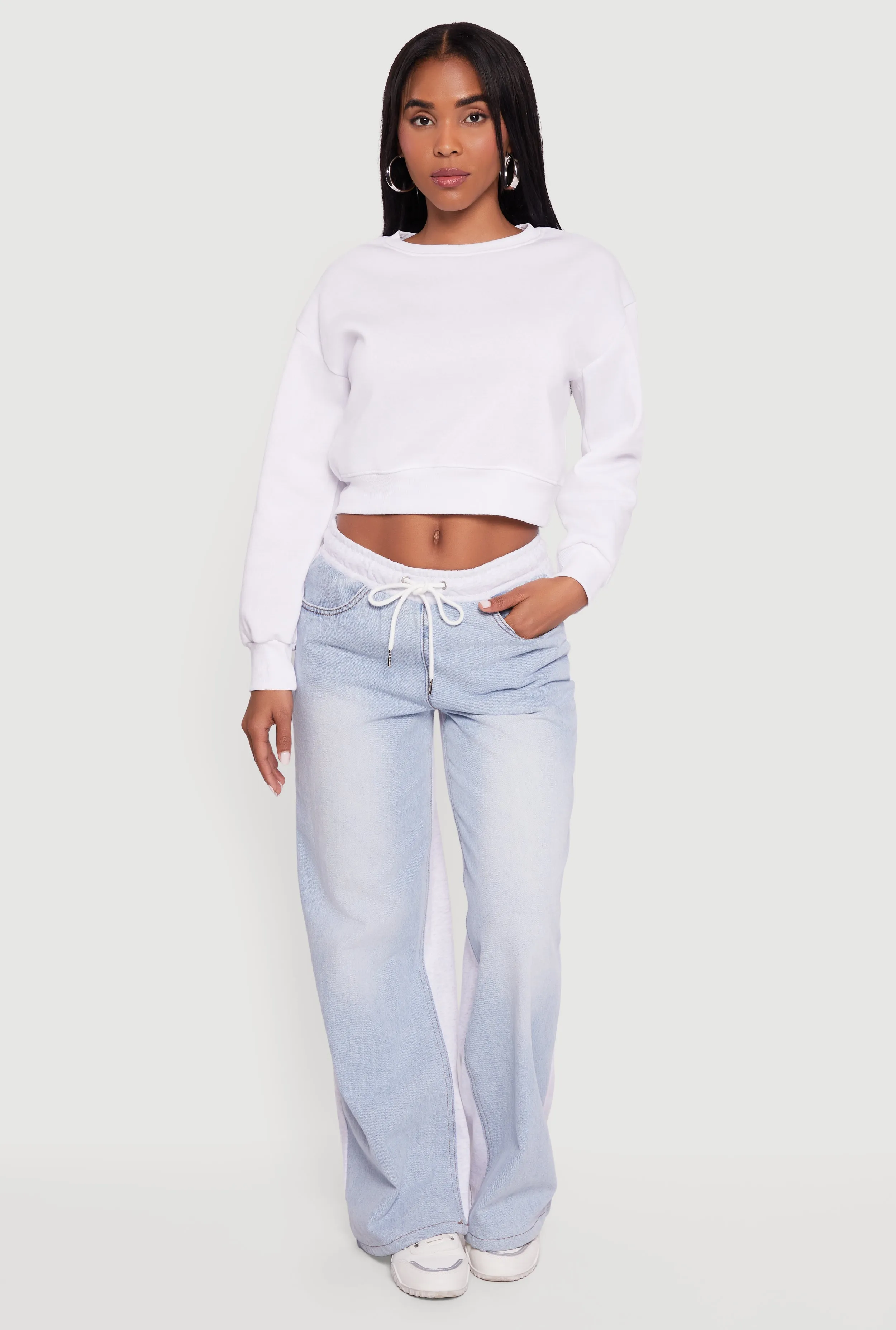 Crew Neck Cropped Pullover Sweatshirt sold by Rainbow