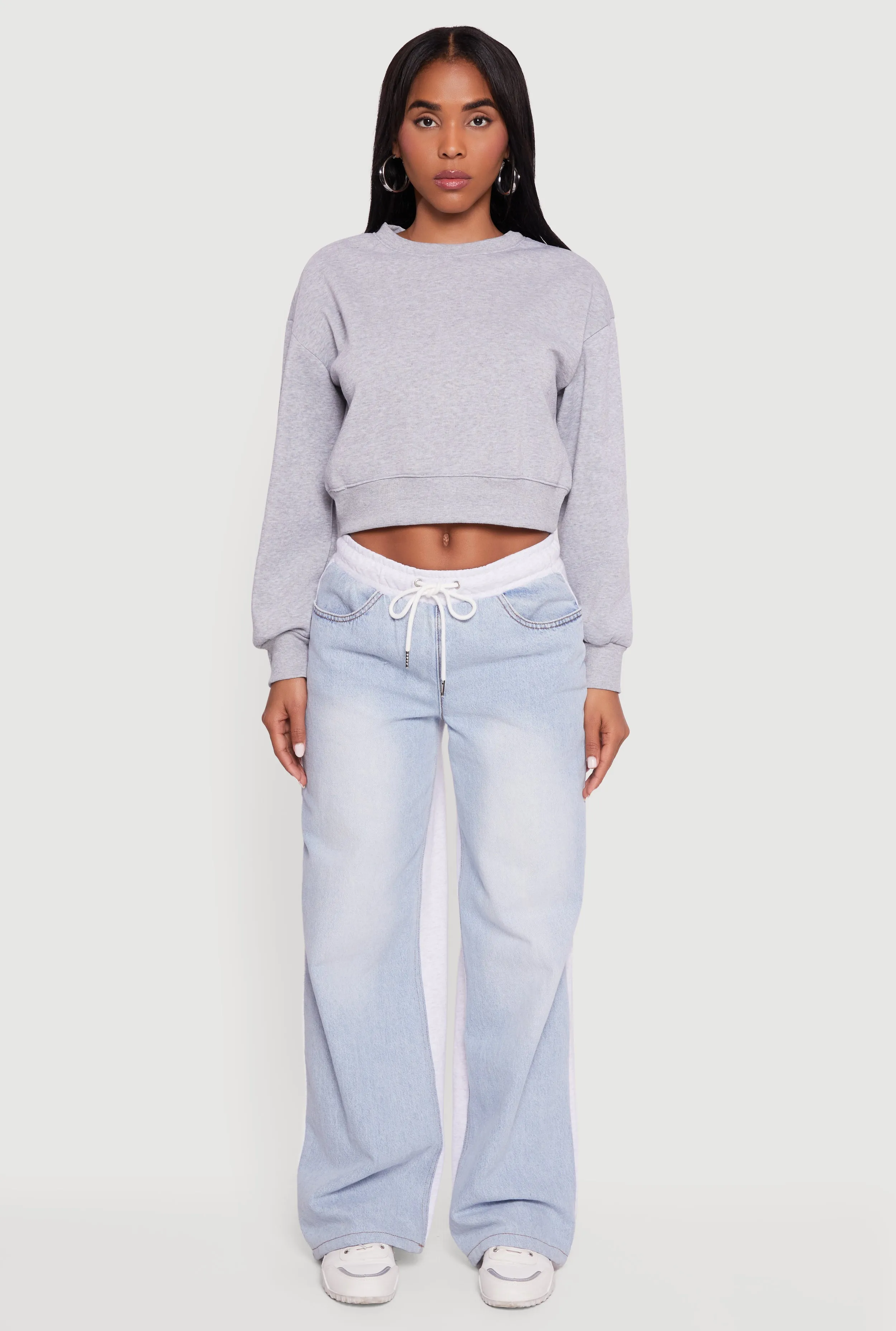 Crew Neck Cropped Pullover Sweatshirt sold by Rainbow product image thumbnail 3