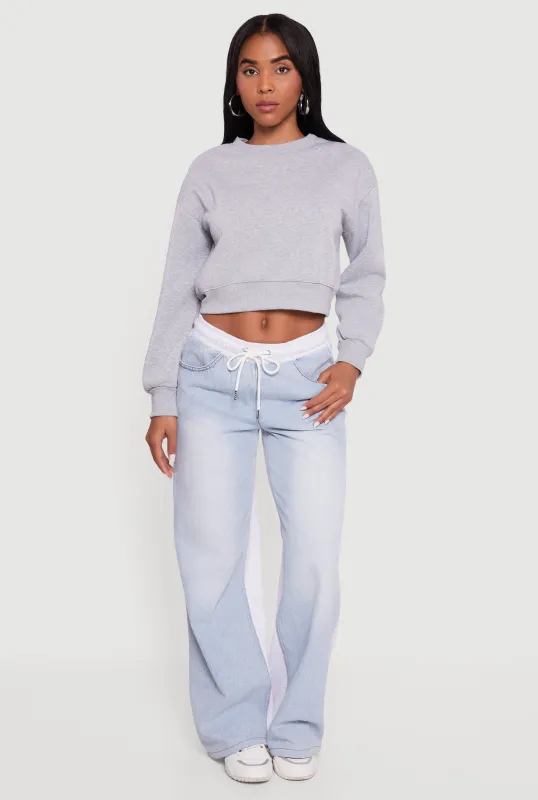 Crew Neck Cropped Pullover Sweatshirt sold by Rainbow