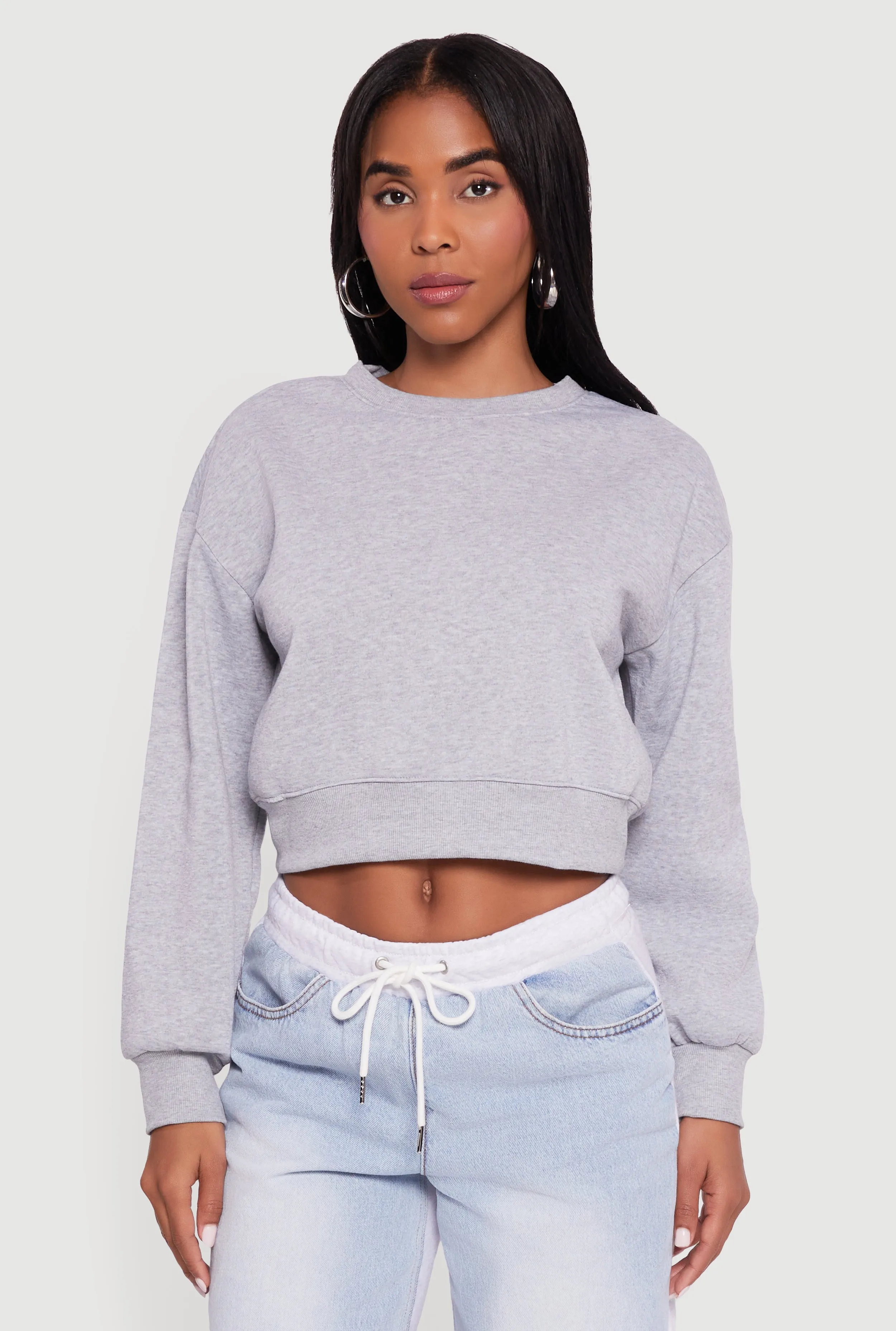 Crew Neck Cropped Pullover Sweatshirt sold by Rainbow product image thumbnail 2