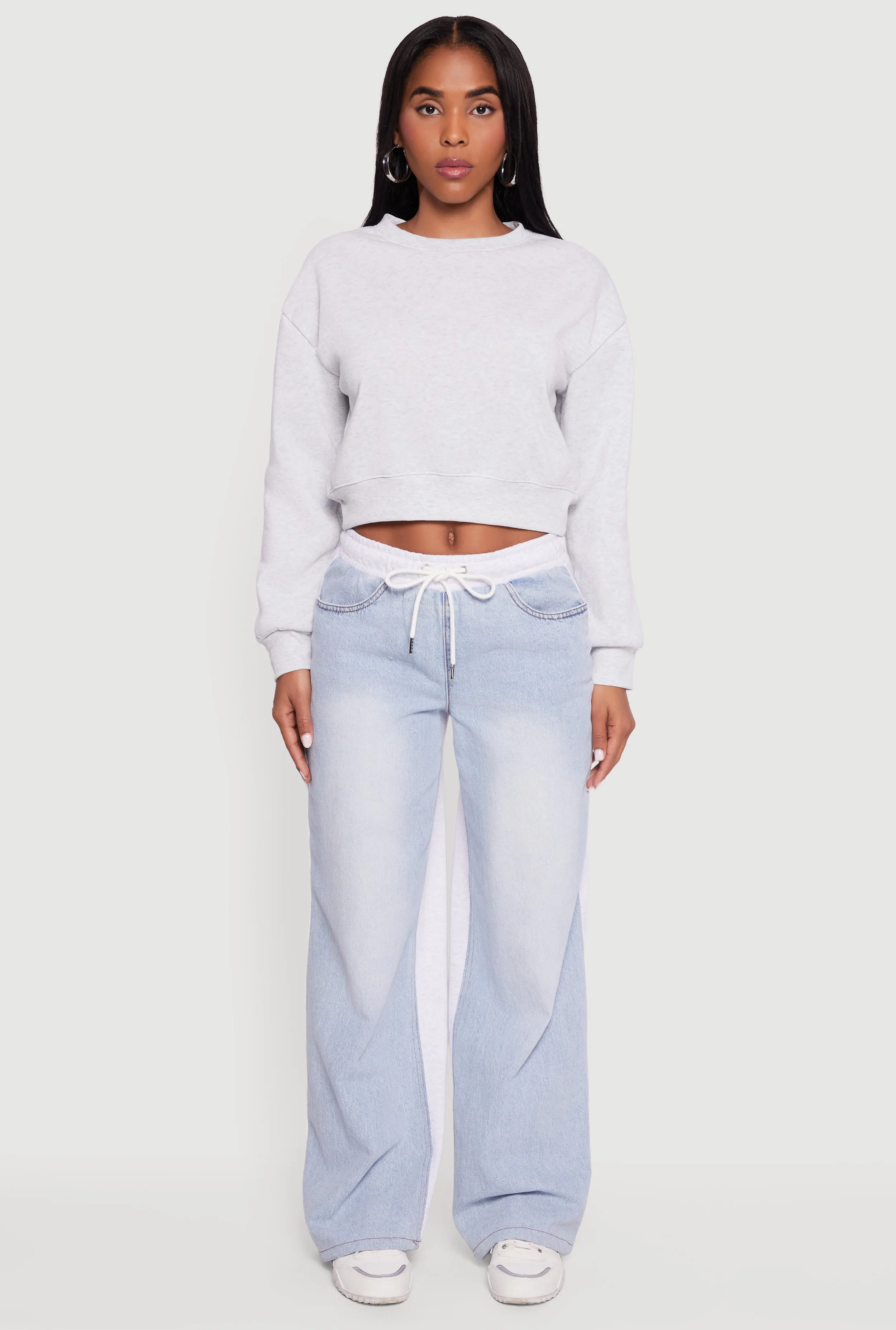 Crew Neck Cropped Pullover Sweatshirt sold by Rainbow product image thumbnail 3
