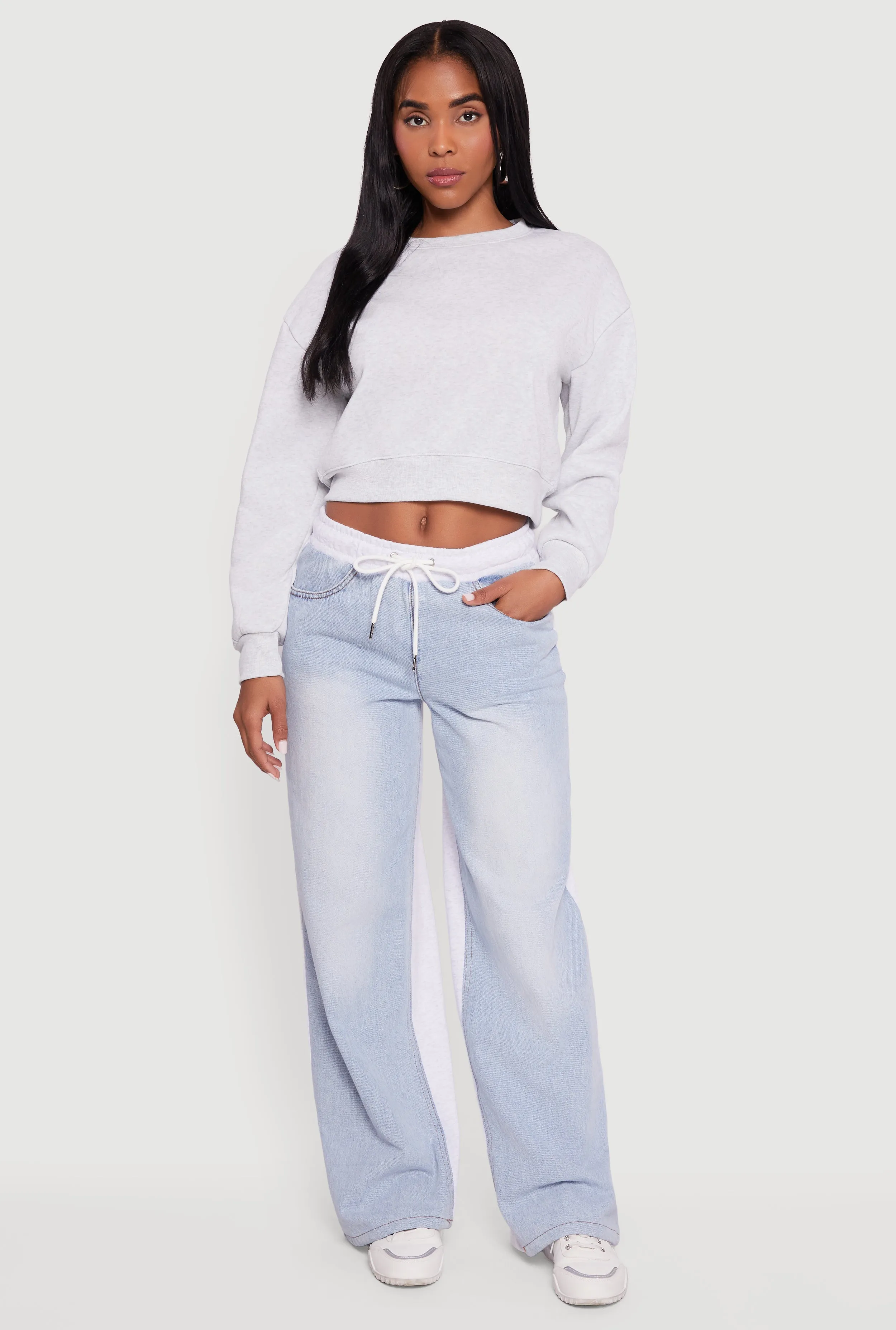 Crew Neck Cropped Pullover Sweatshirt sold by Rainbow