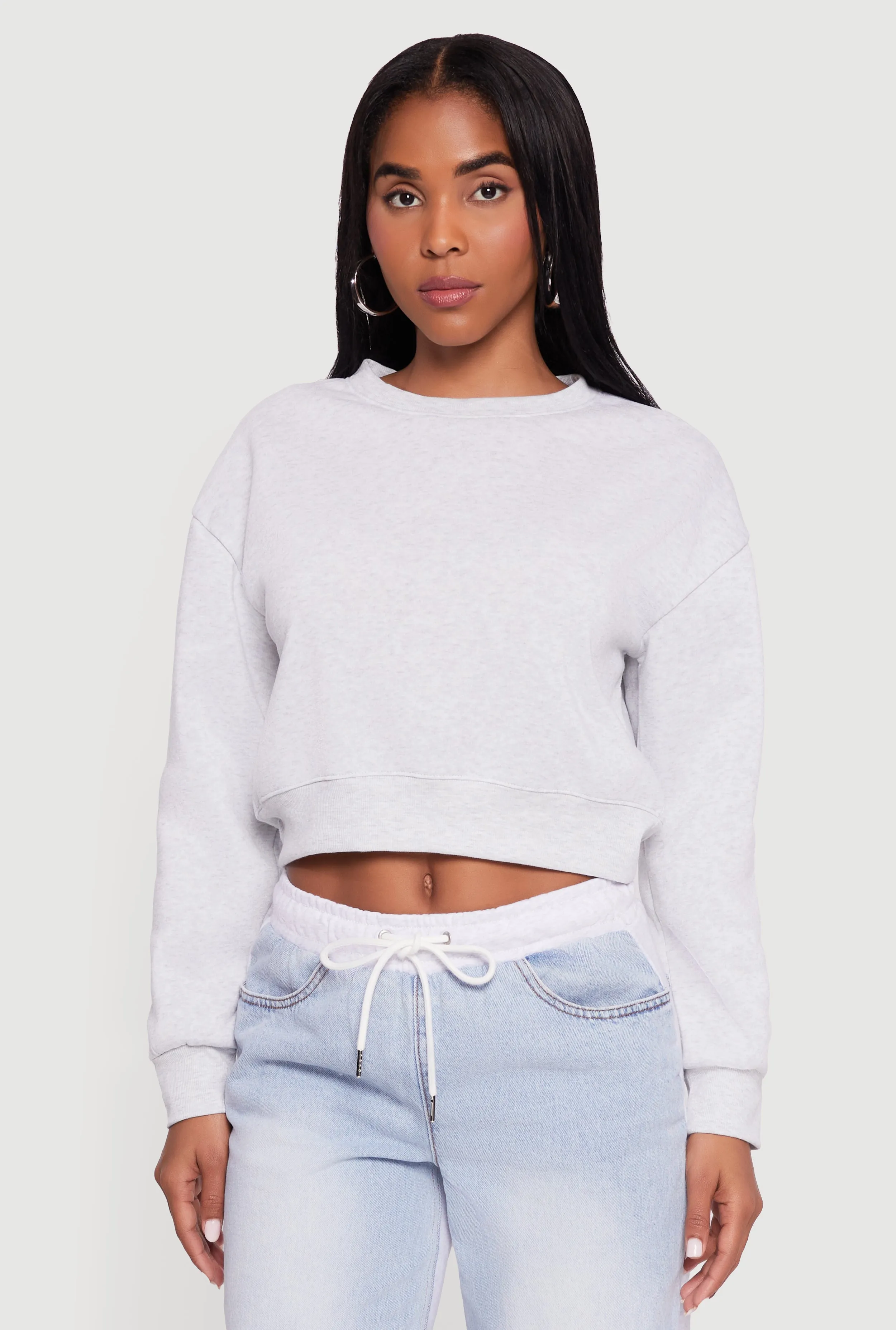 Crew Neck Cropped Pullover Sweatshirt sold by Rainbow product image thumbnail 2