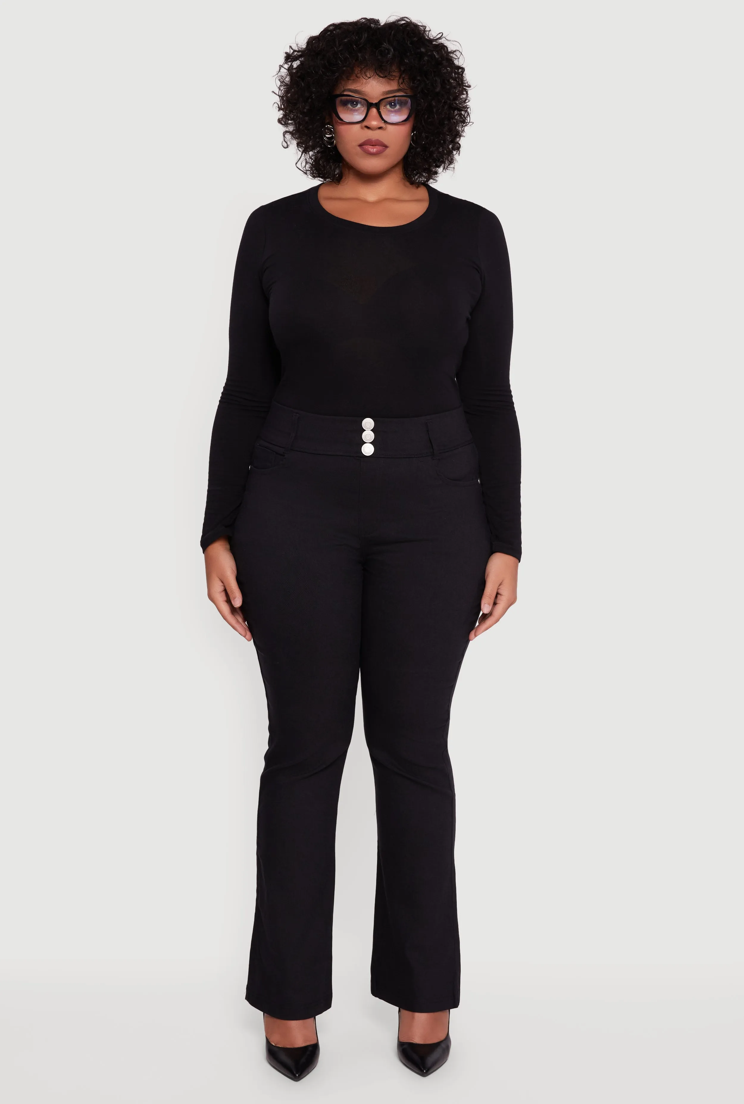 Plus Size Faux Button Boot Cut Dress Pants sold by Rainbow product image thumbnail 2