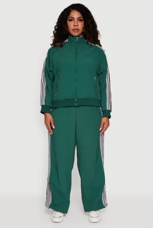 Plus Size Side Striped Nylon Track Pants sold by Rainbow
