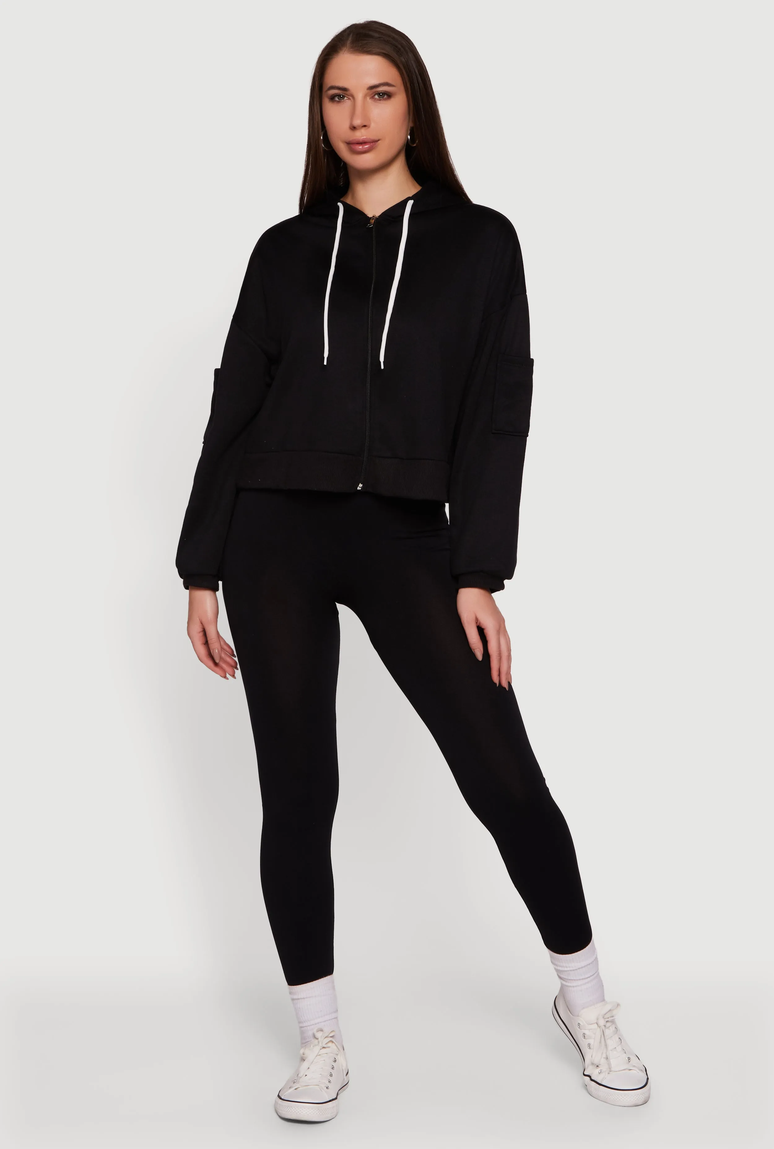 Drop Shoulder Zip Front Hooded Sweatshirt sold by Rainbow product image thumbnail 2