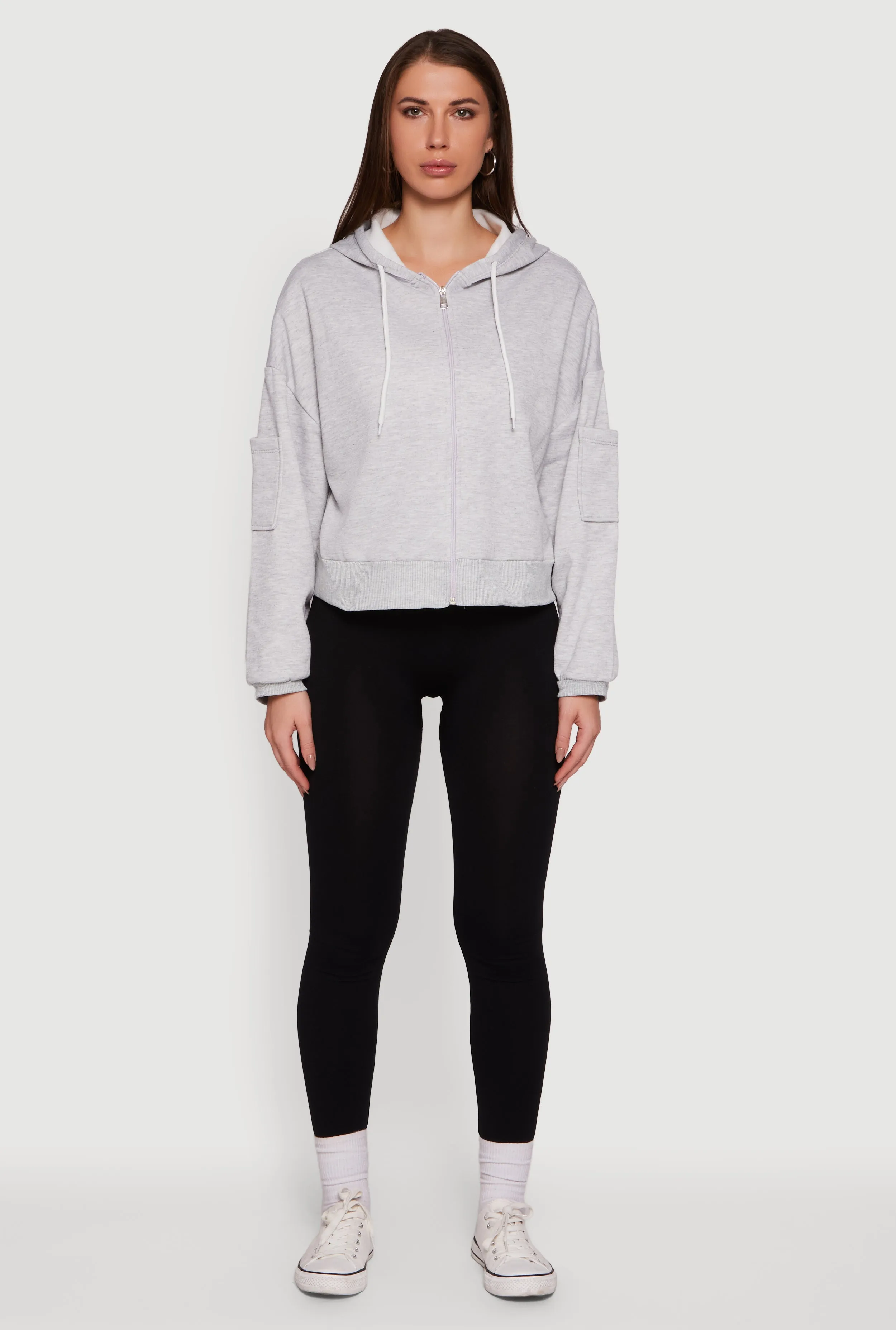 Drop Shoulder Zip Front Hooded Sweatshirt sold by Rainbow product image thumbnail 4